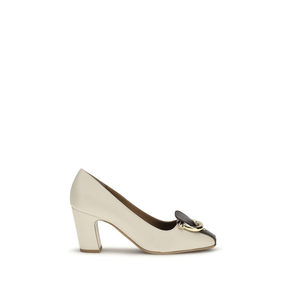 Ferragamo Beige Calf Leather Bos Taurus High Heel Pumps | Regal Royce