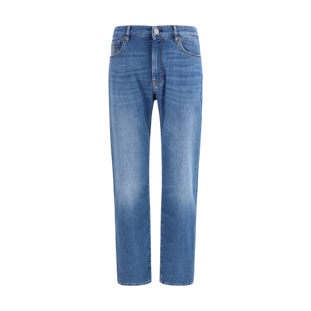 MooRER Blue Cotton Straight-Leg Jeans | Regal Royce