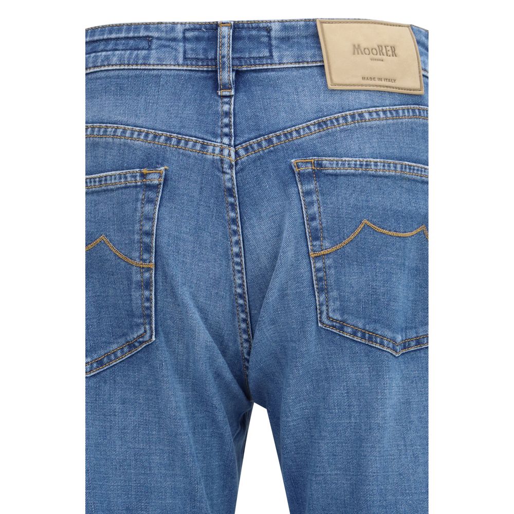 MooRER Blue Cotton Straight-Leg Jeans | Regal Royce