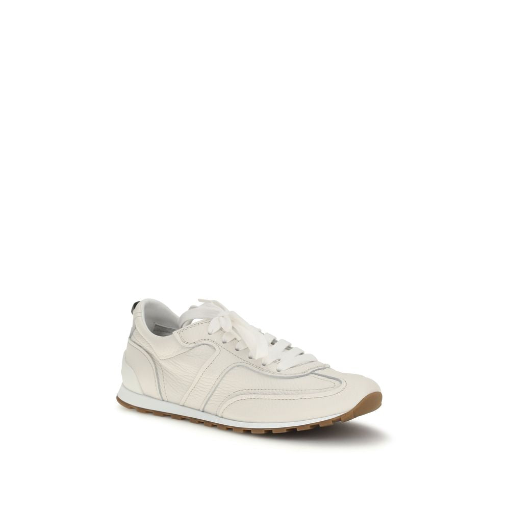 Brunello Cucinelli White Calf Leather Bos Taurus Low Top Sneakers | Regal Royce