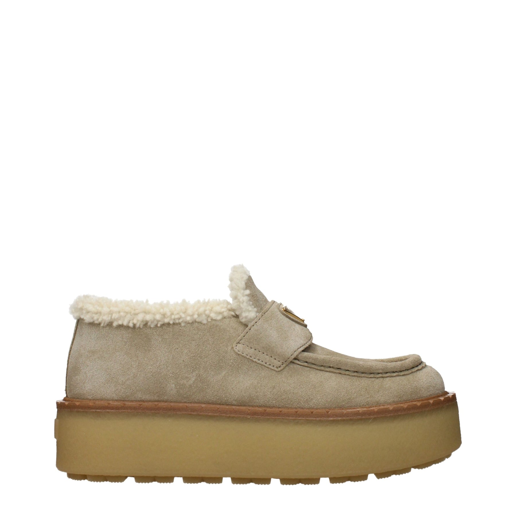 Prada Beige Leather Platform Loafers | Regal Royce