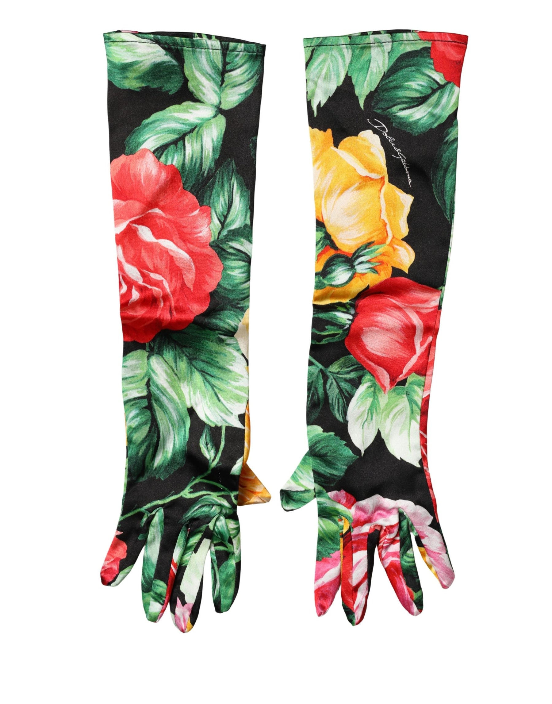 Dolce & Gabbana Multicolor Floral Print Elbow Length Women Gloves | Regal Royce