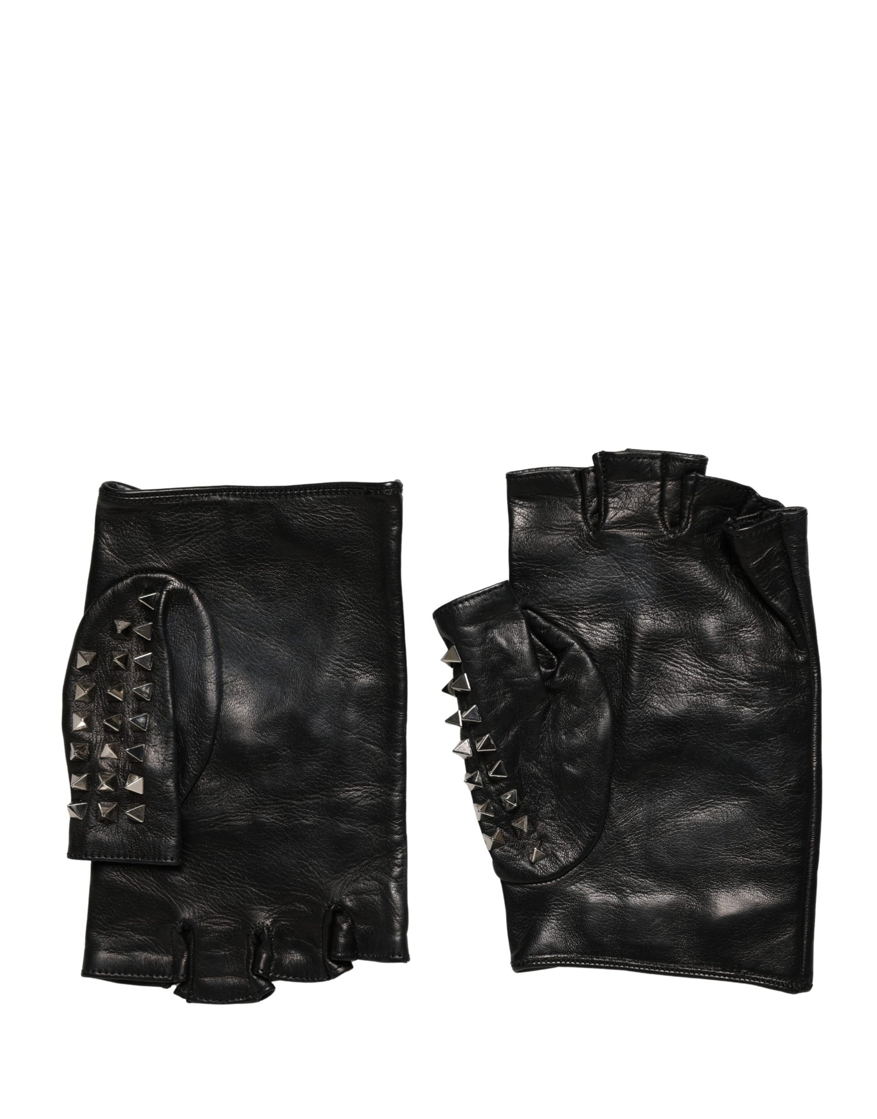 Dolce & Gabbana Black Embellished Wrist Length Mitten Women Gloves | Regal Royce