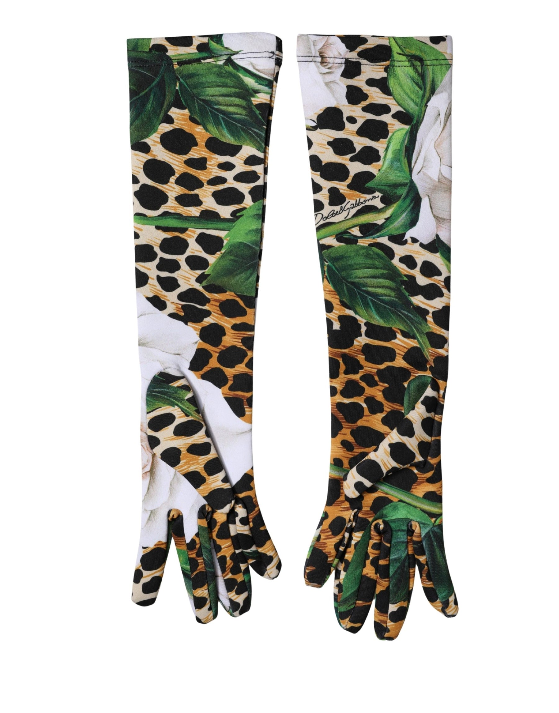Dolce & Gabbana Multicolor Floral Leopard Elbow Length Women Gloves | Regal Royce