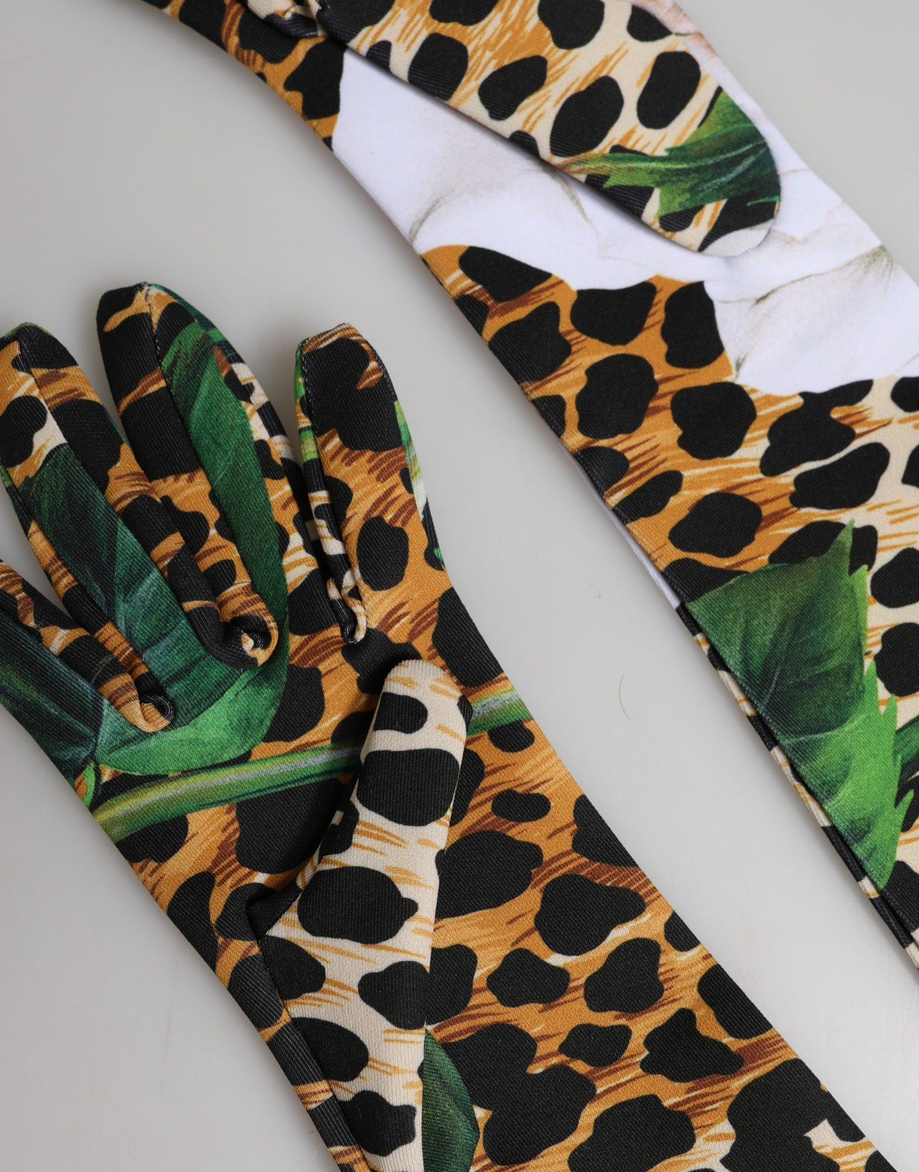 Dolce & Gabbana Multicolor Floral Leopard Elbow Length Women Gloves | Regal Royce