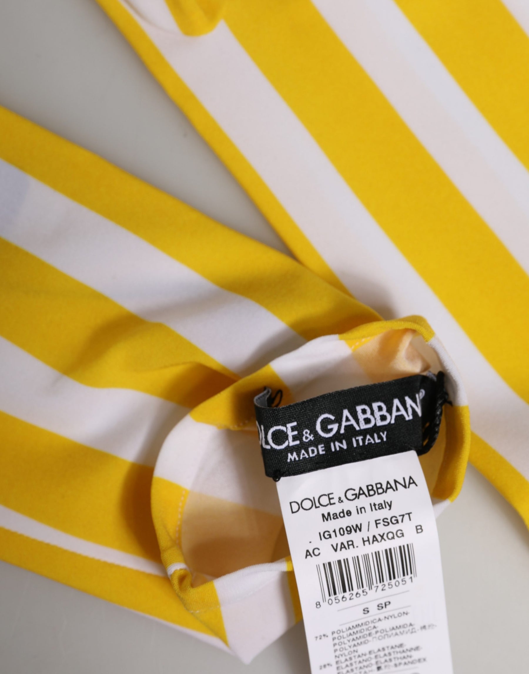 Dolce & Gabbana Yellow White Stripes Nylon Elbow Length Women Gloves | Regal Royce
