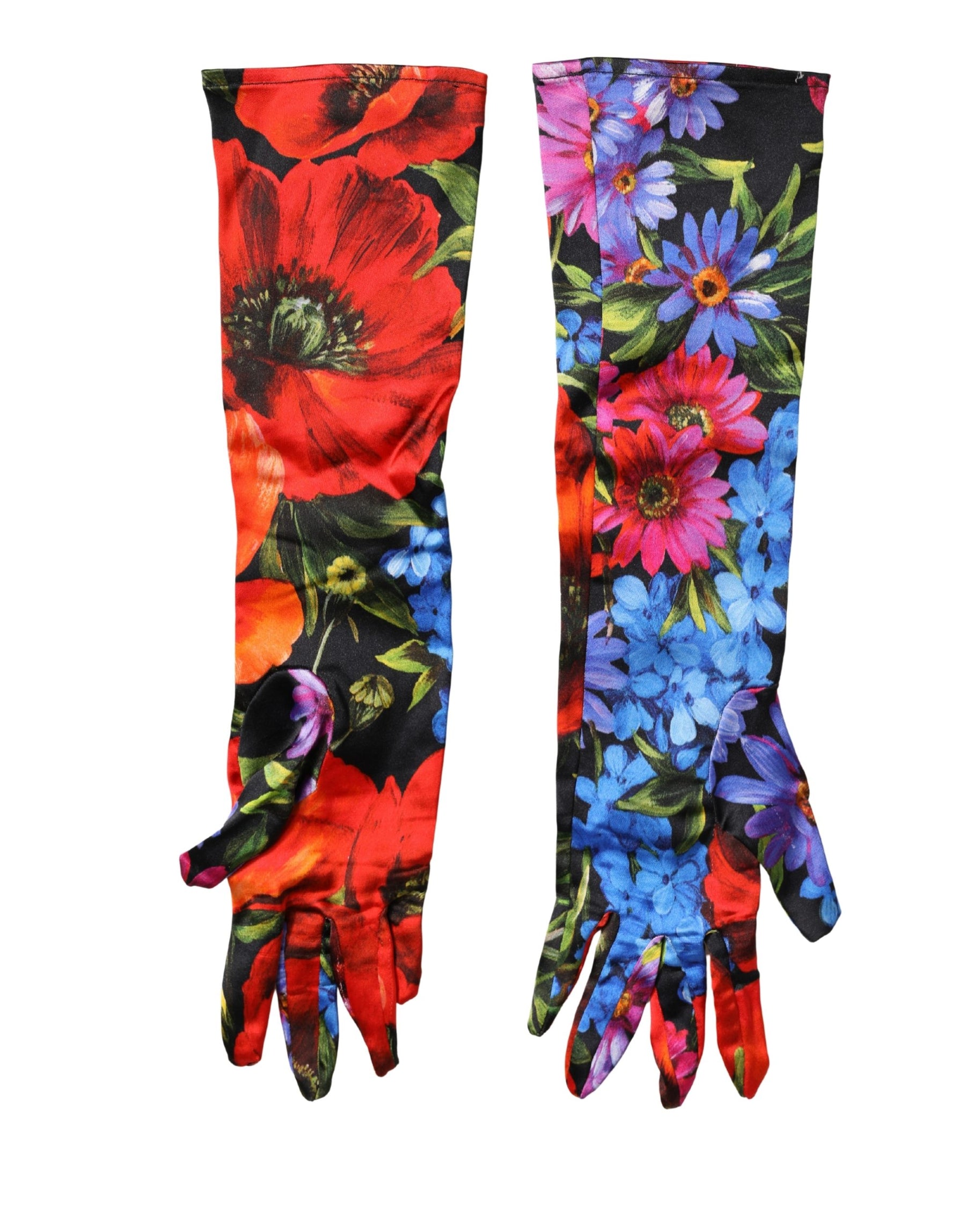 Dolce & Gabbana Multicolor Floral Print Elbow Length Women Gloves | Regal Royce