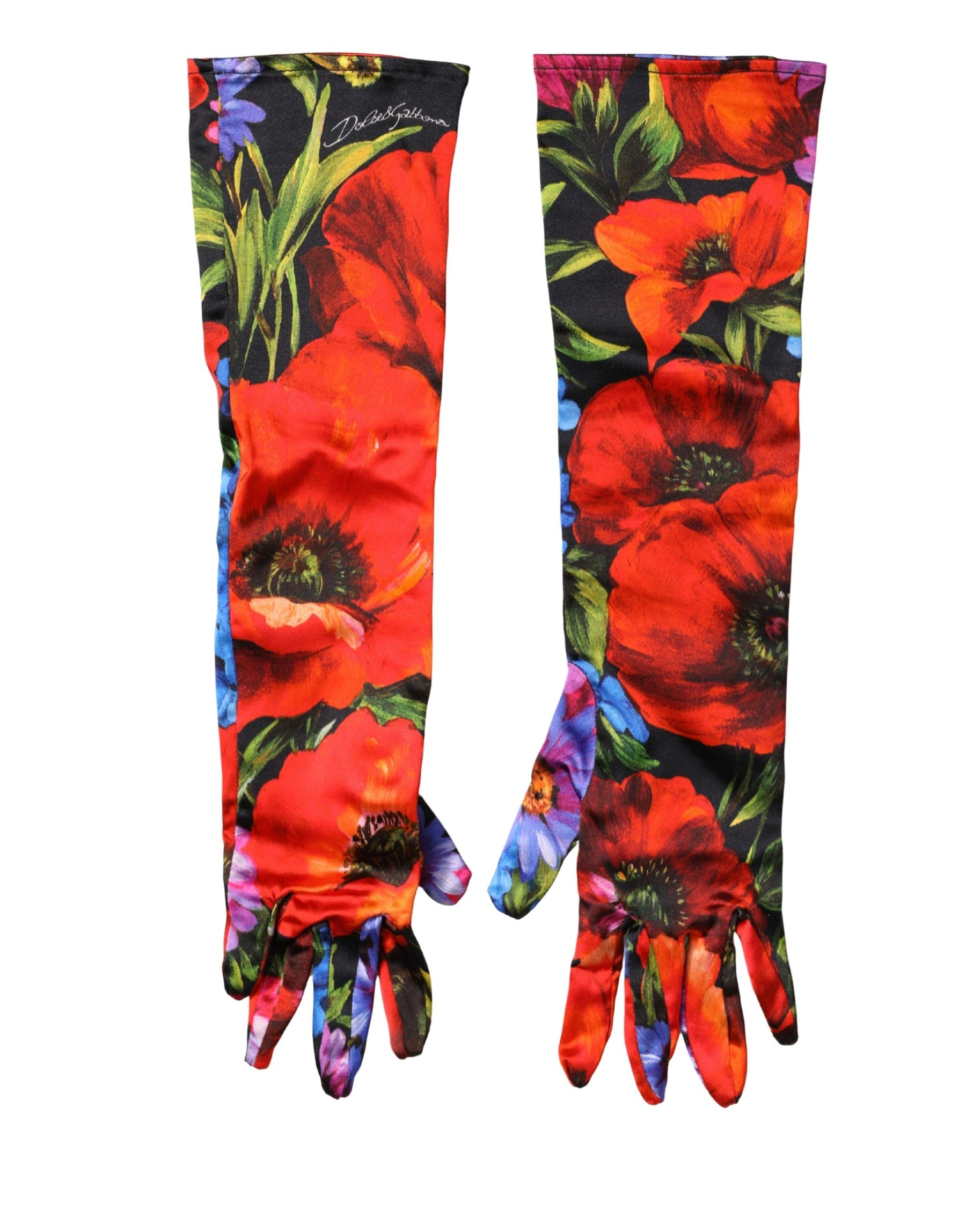 Dolce & Gabbana Multicolor Floral Print Elbow Length Women Gloves | Regal Royce