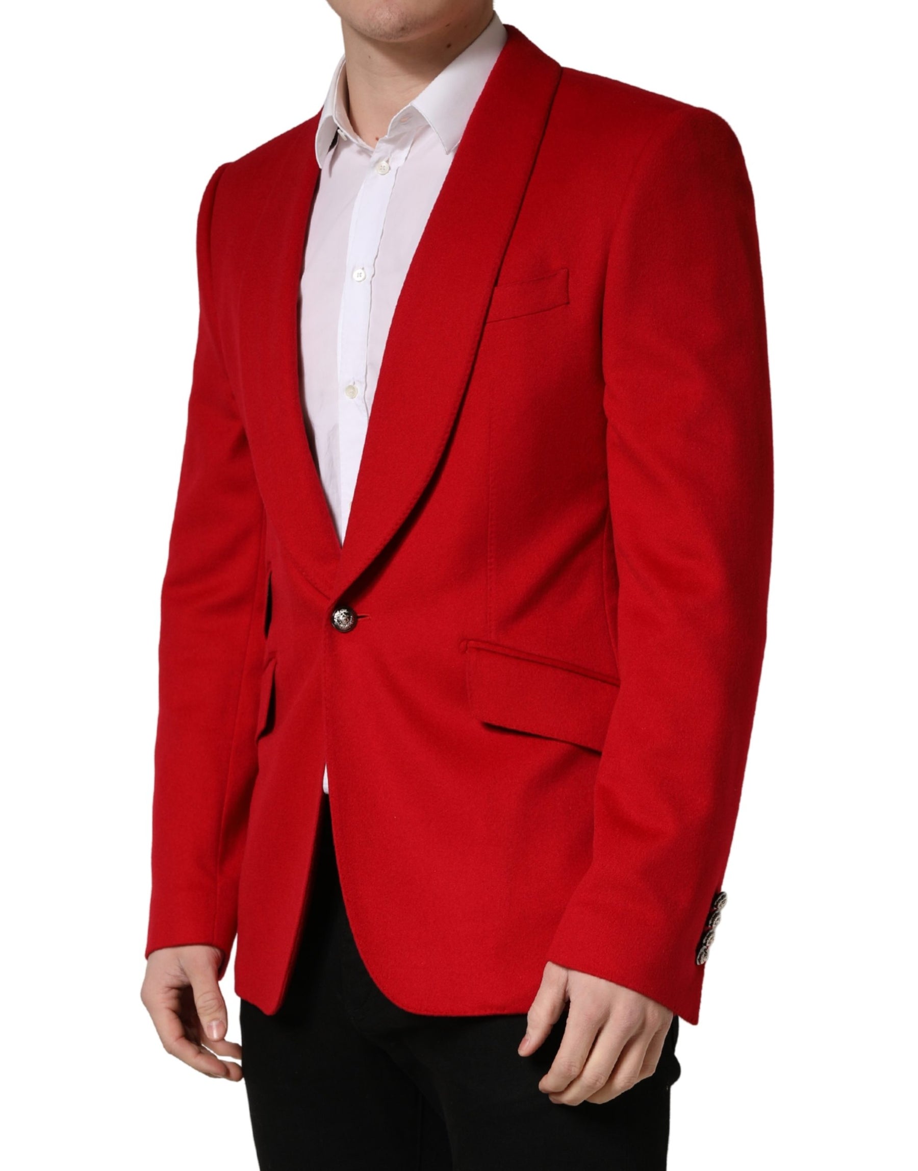 Dolce & Gabbana Red Cashmere Single Breasted Jacket Blazer | Regal Royce