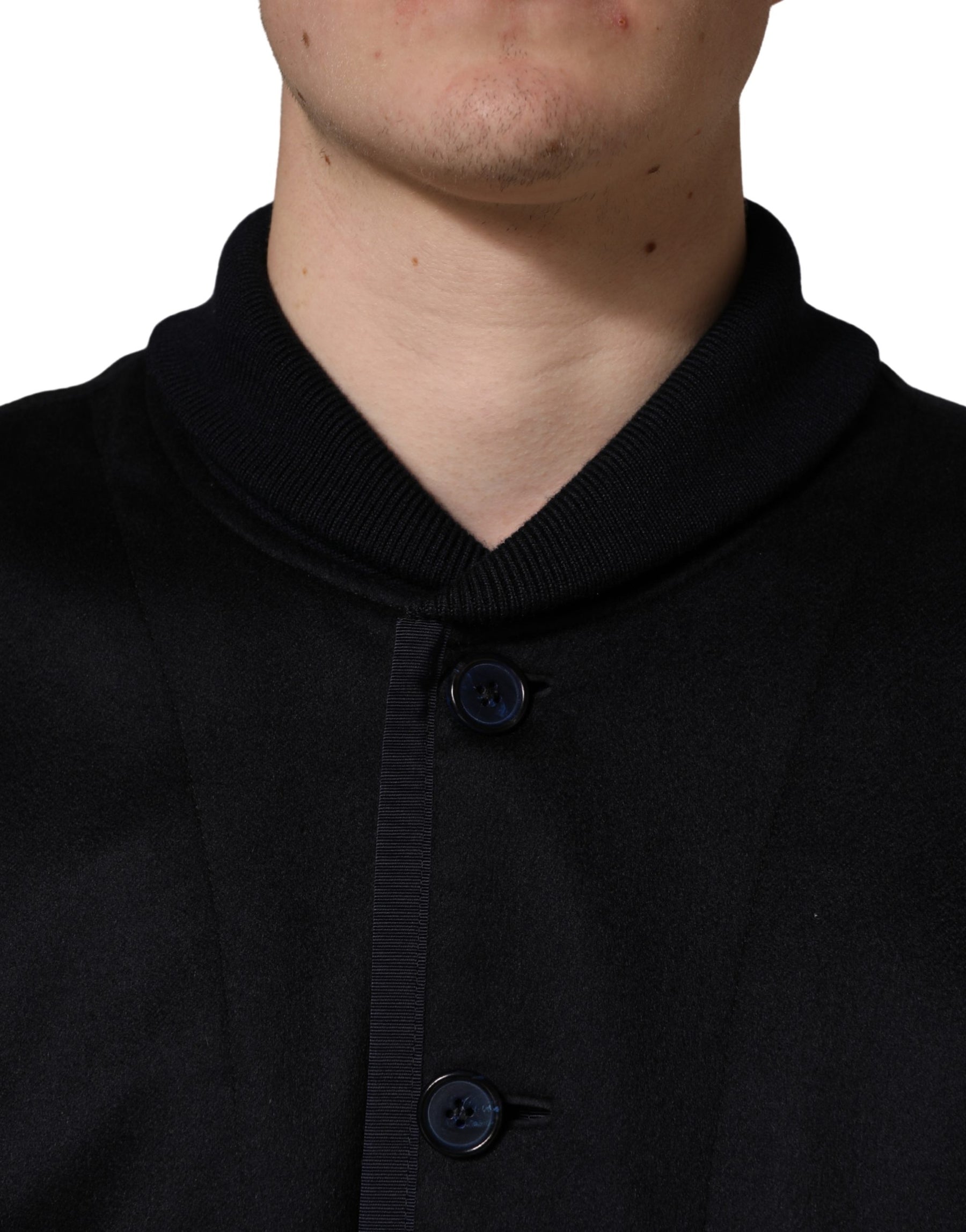 Dolce & Gabbana Black Cashmere Knitted Button Down Jacket | Regal Royce