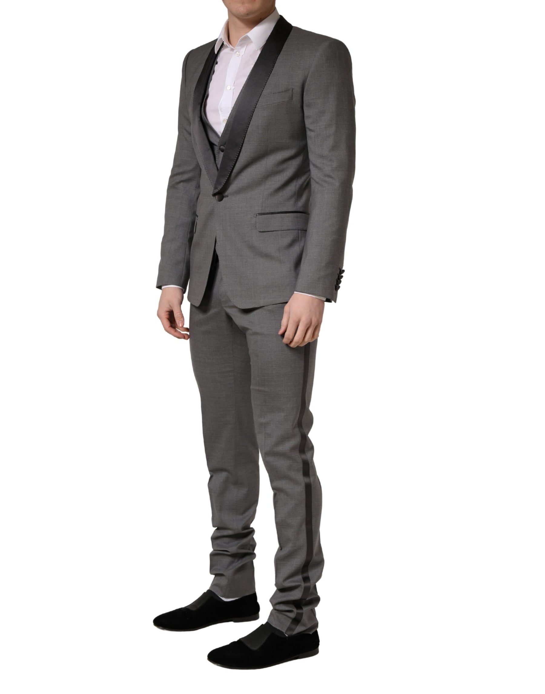 Dolce & Gabbana Gray Wool Single Breasted 1 Button 3PC Suit | Regal Royce