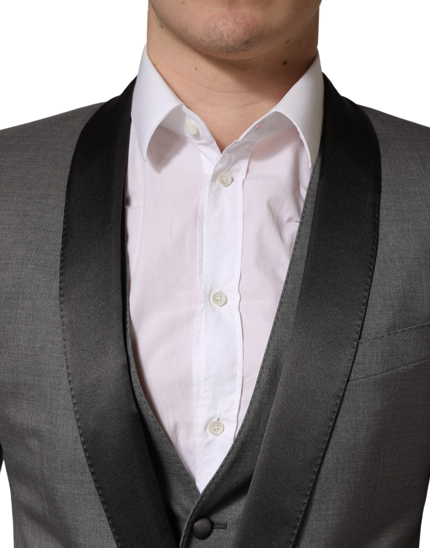 Dolce & Gabbana Gray Wool Single Breasted 1 Button 3PC Suit | Regal Royce