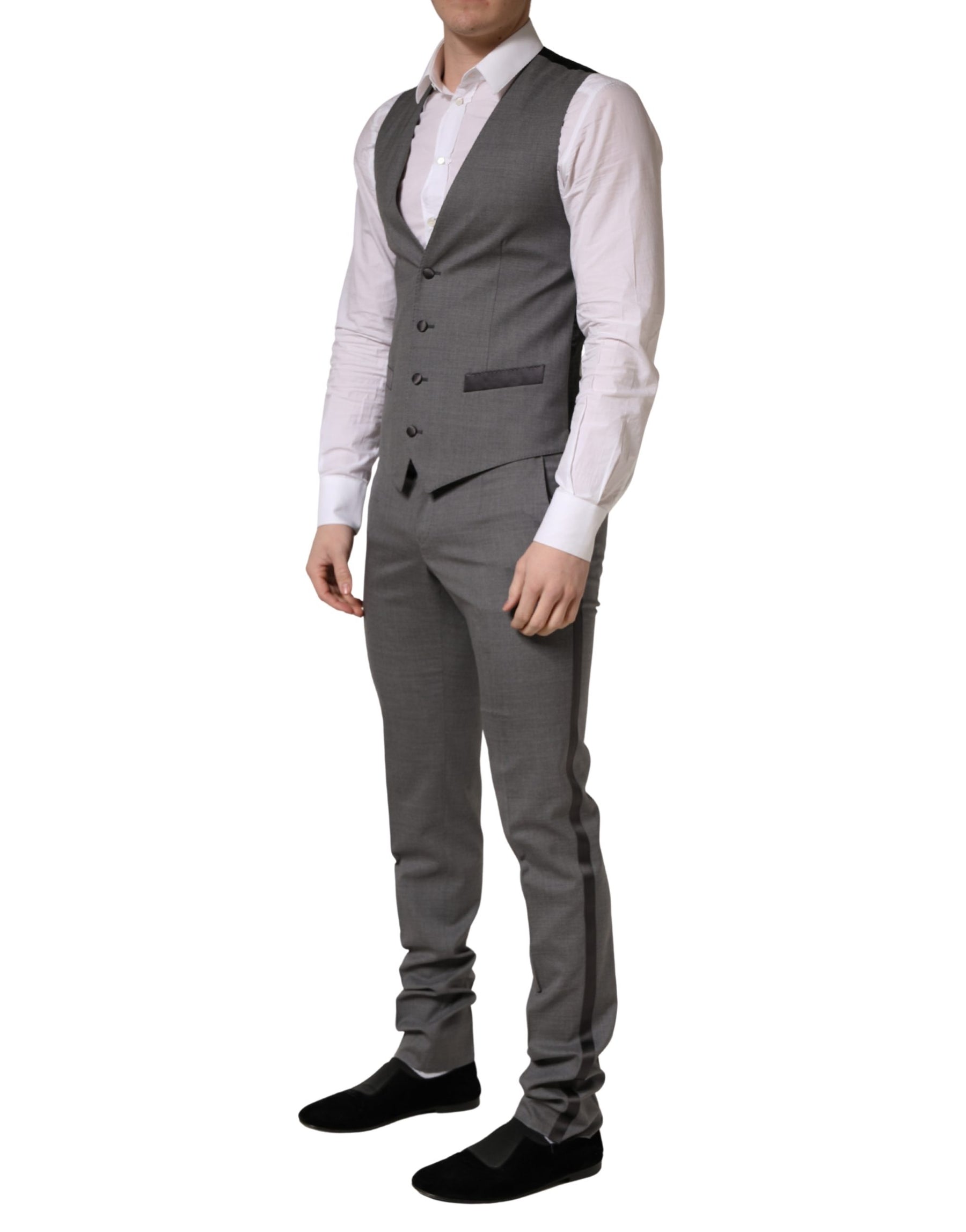 Dolce & Gabbana Gray Wool Single Breasted 1 Button 3PC Suit | Regal Royce