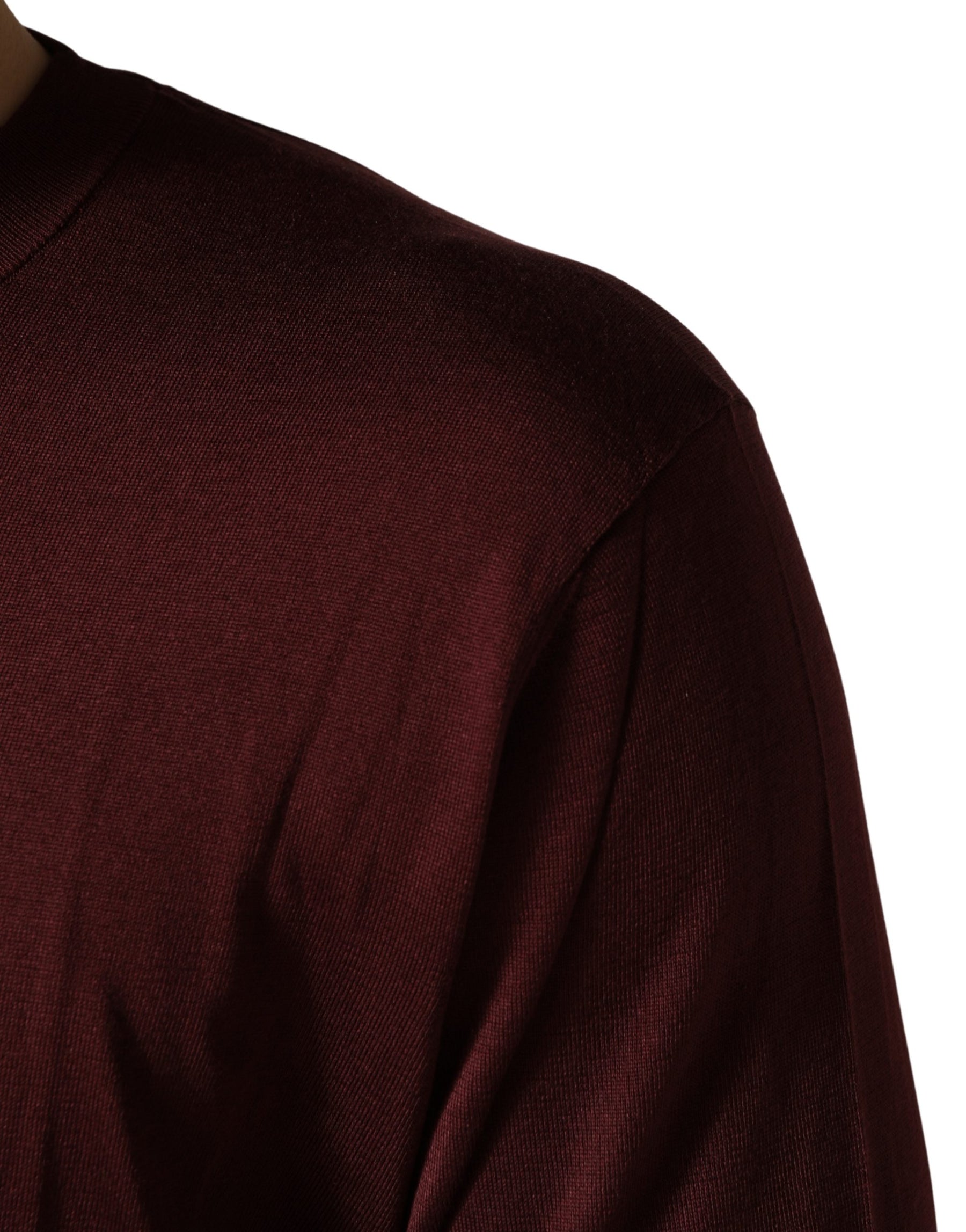 Dolce & Gabbana Maroon Silk Men Crew Neck Pullover Sweater | Regal Royce