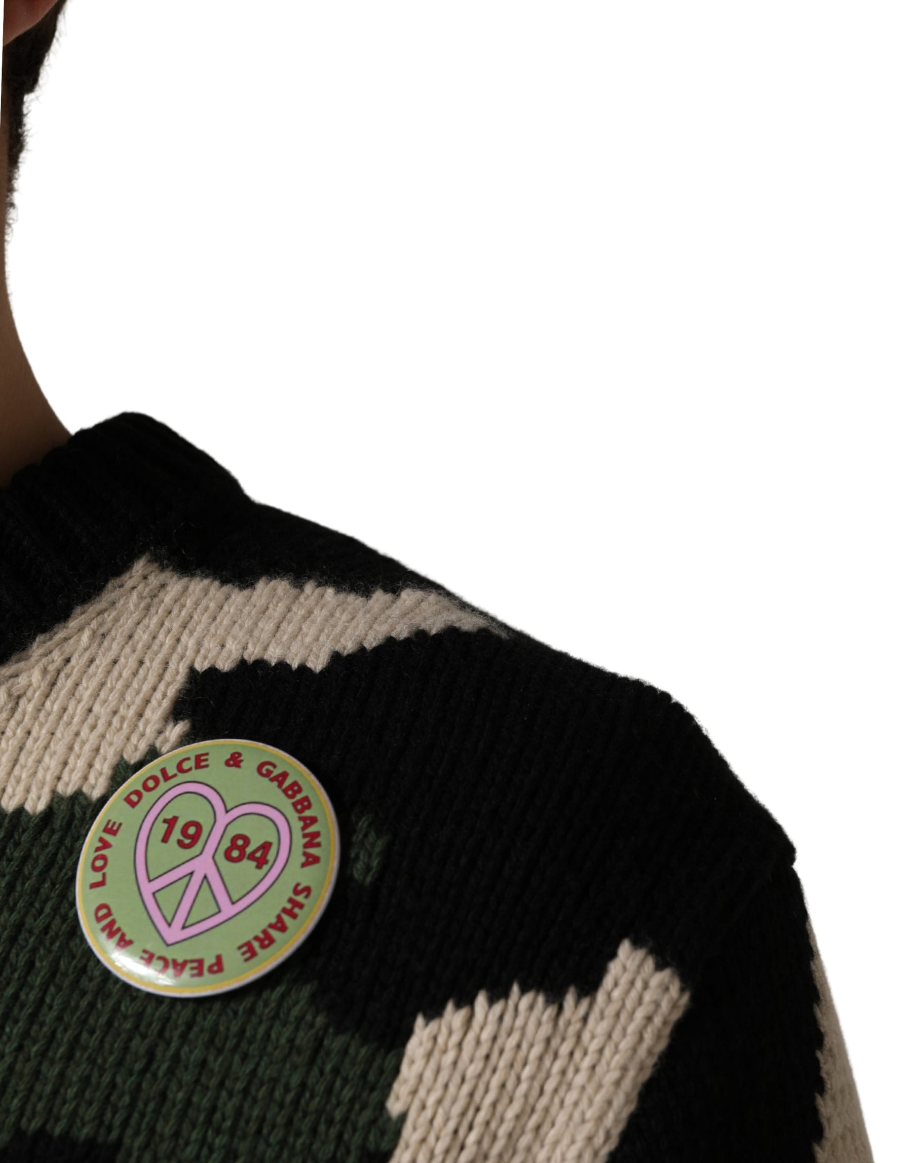 Dolce & Gabbana Multicolor Intarsia-Knit Camouflage Pullover Sweater | Regal Royce