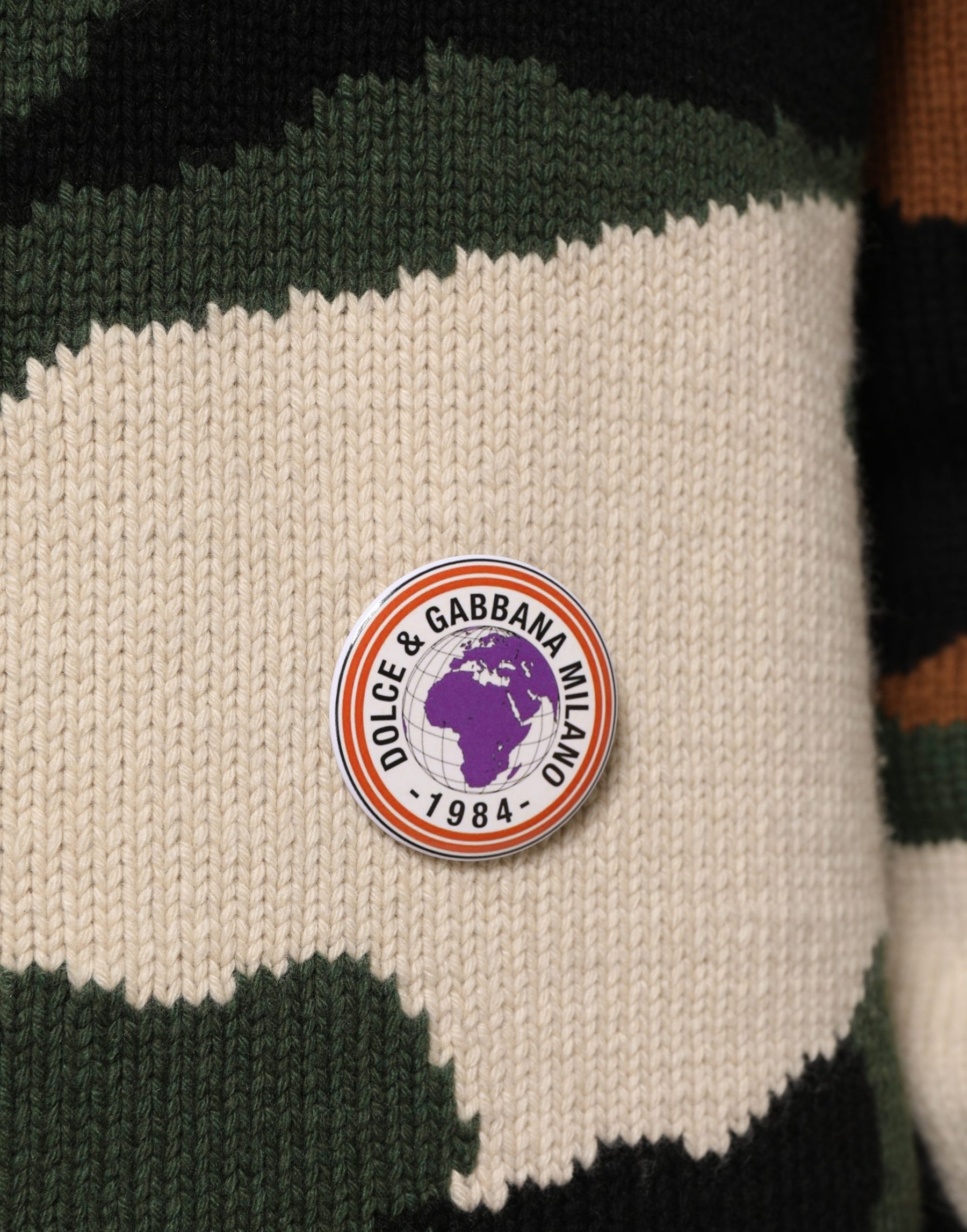 Dolce & Gabbana Multicolor Intarsia-Knit Camouflage Pullover Sweater | Regal Royce
