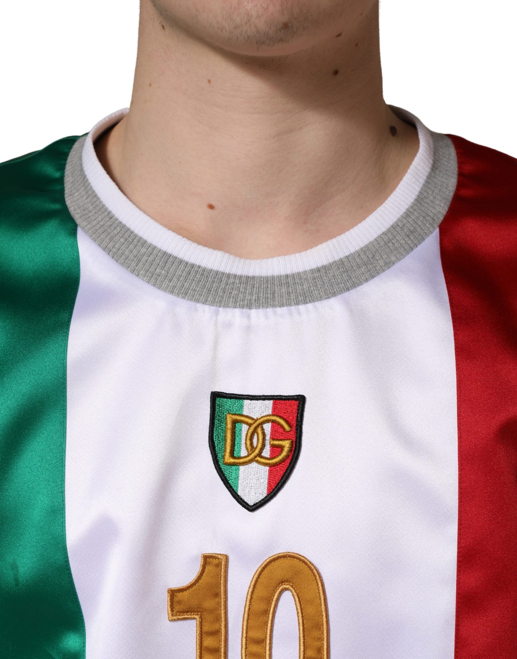 Dolce & Gabbana Multicolor Italia DG Logo Satin Tank T-shirt | Regal Royce