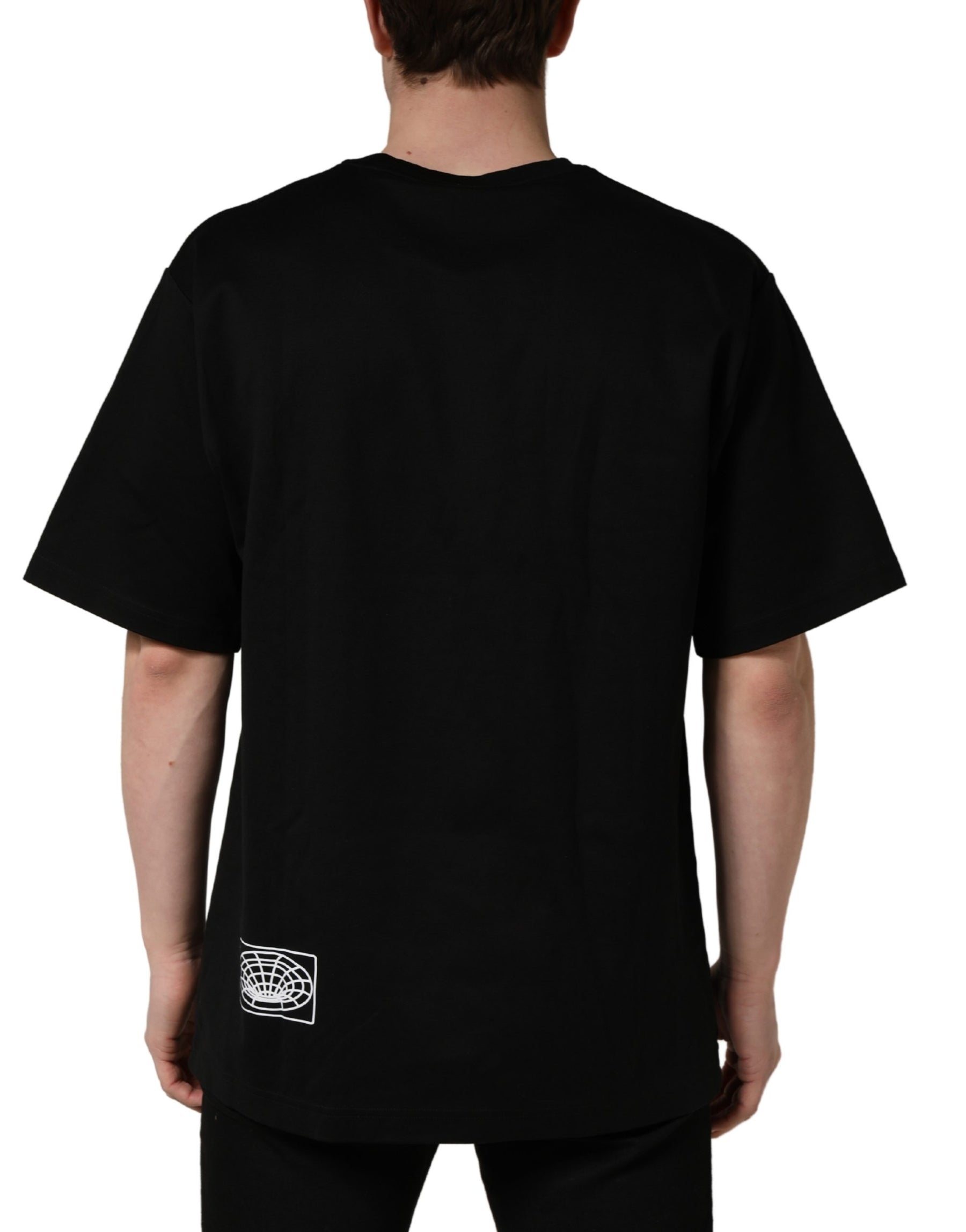 Dolce & Gabbana Black Logo Embroidered Men Crew Neck T-shirt | Regal Royce