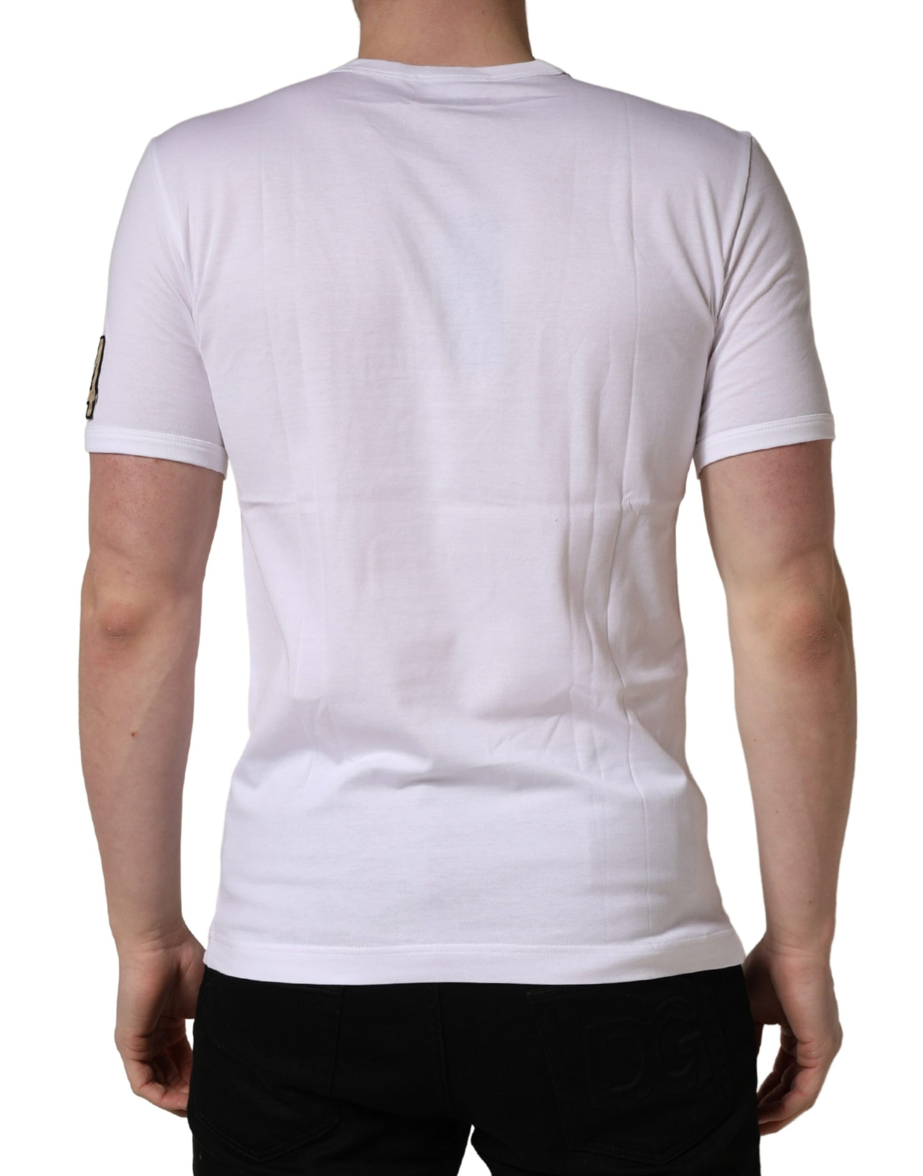 Dolce & Gabbana White DG King Royal Crew Neck Cotton  T-shirt | Regal Royce