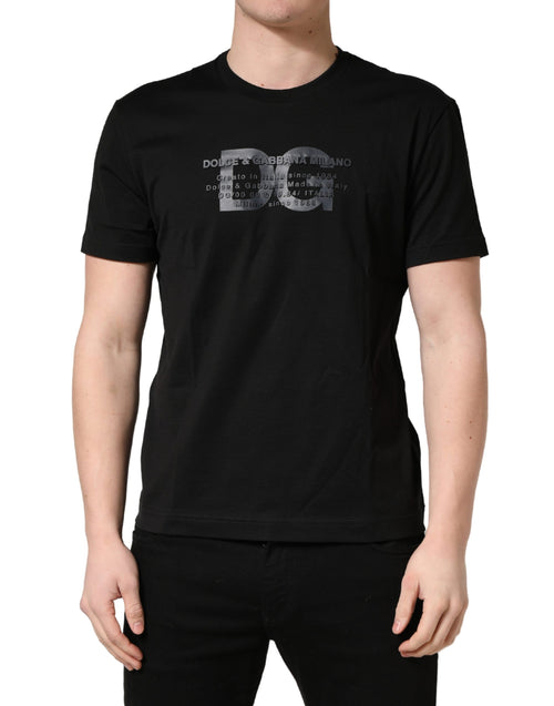 +39 MASQ Black Logo DG Print Cotton Crew Neck T-shirt