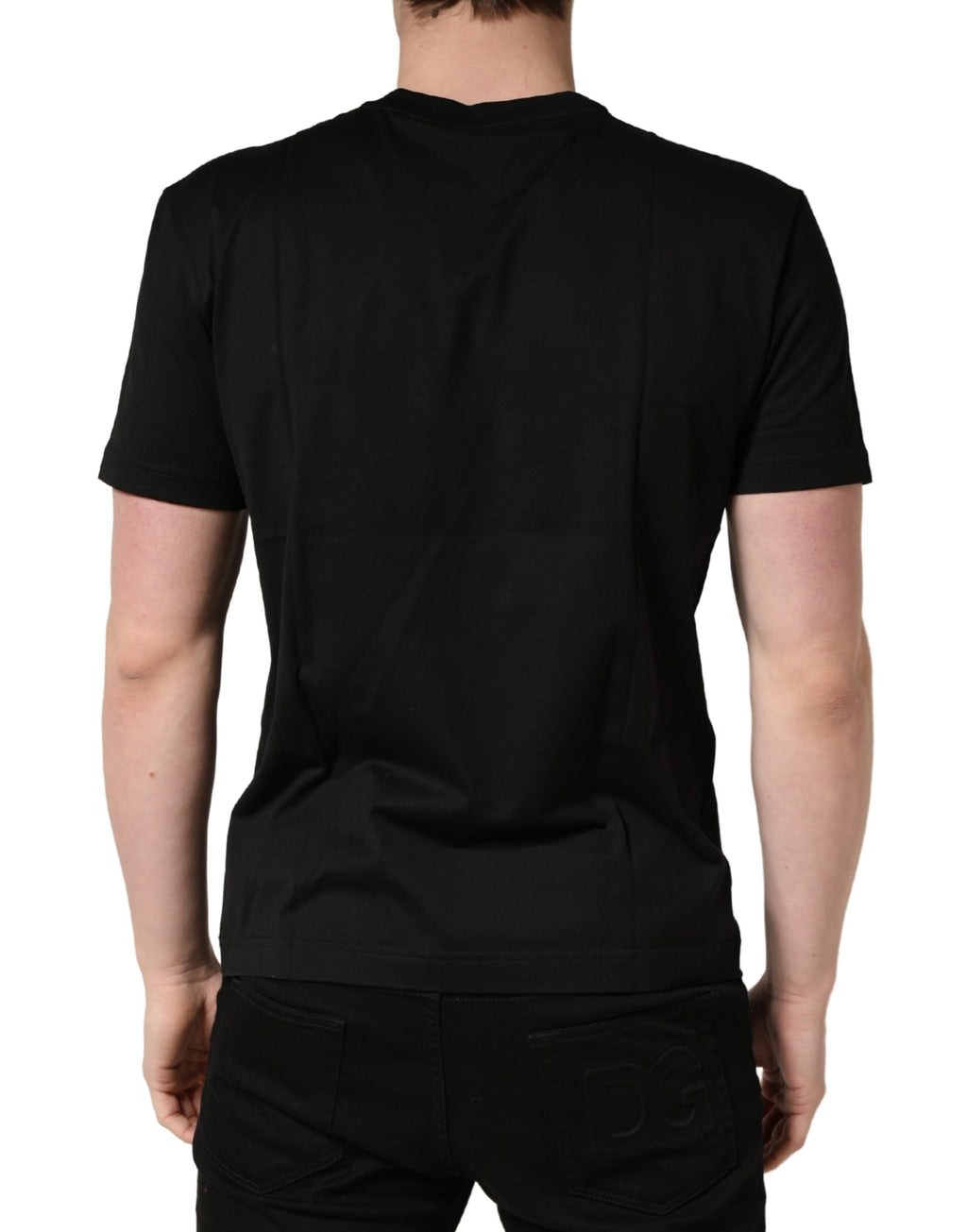 +39 MASQ Black Logo DG Print Cotton Crew Neck T-shirt