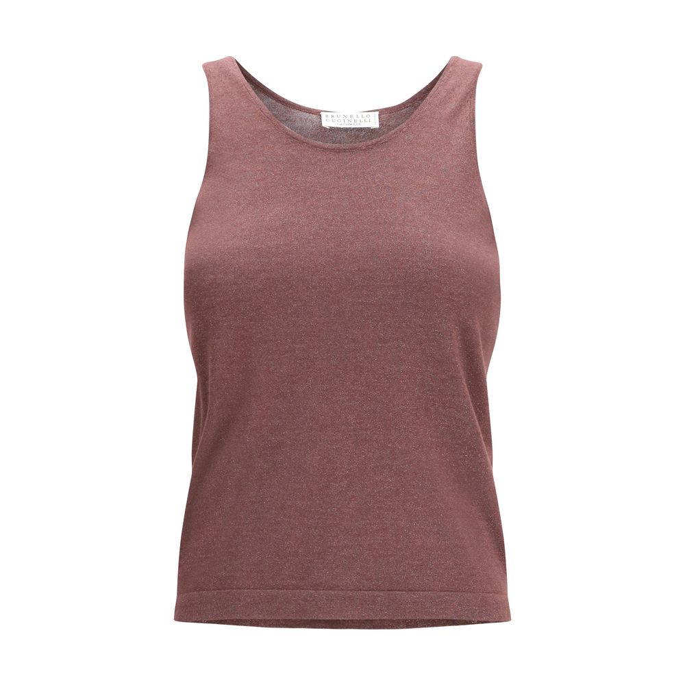 Brunello Cucinelli Bordeaux Cashmere Sleeveles T-Shirt | Regal Royce