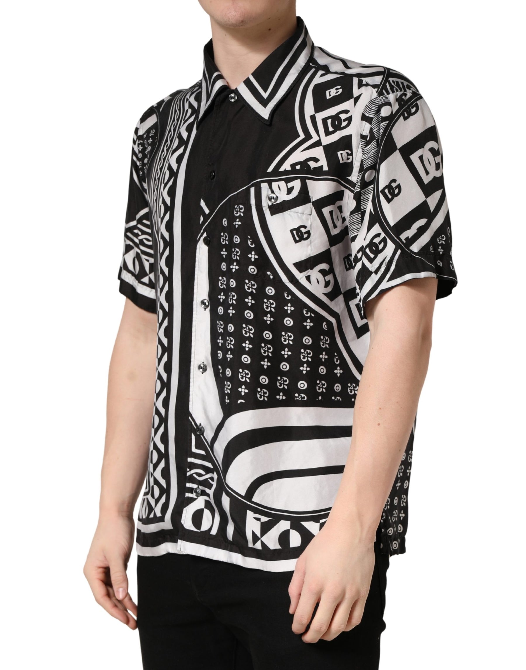 Dolce & Gabbana Black White Bandana Print Collared Shirt | Regal Royce