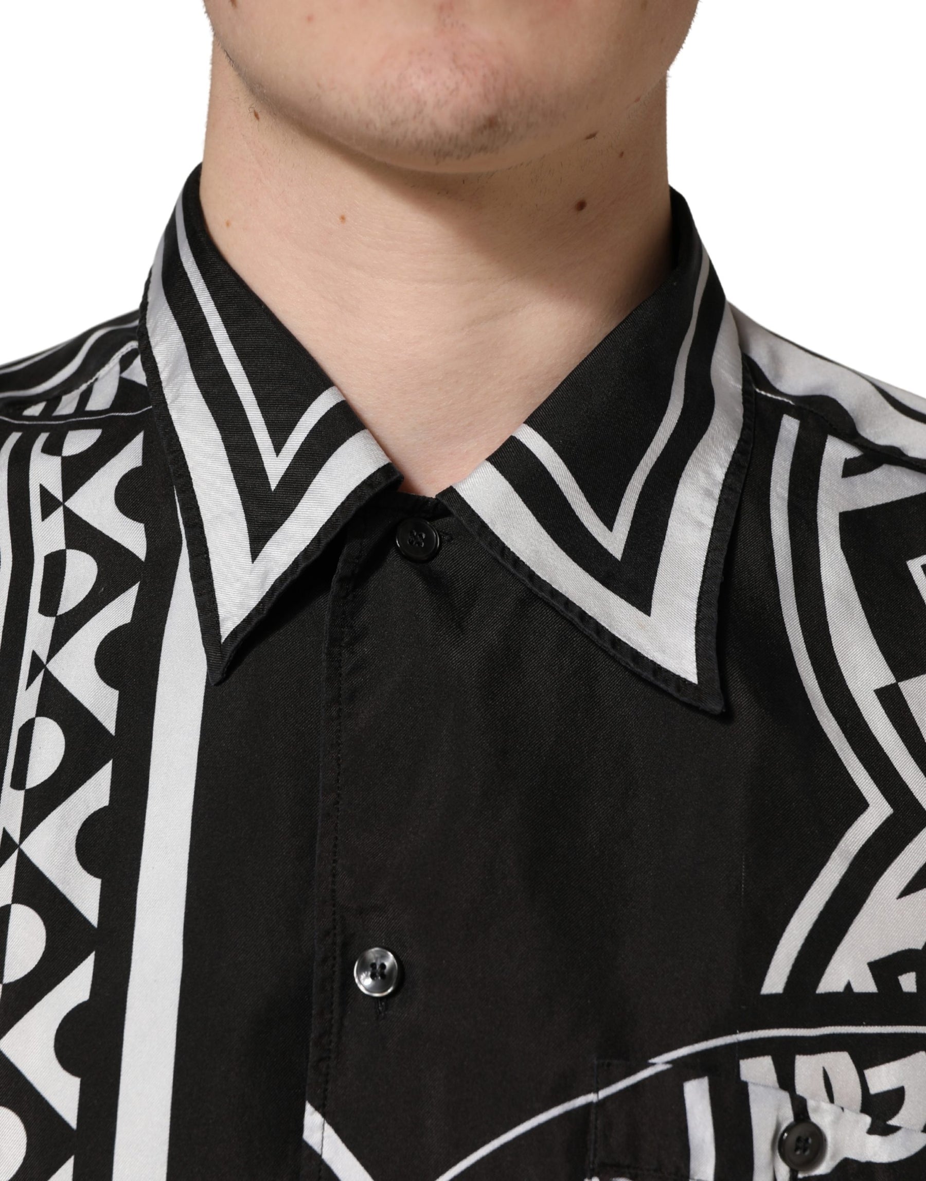 Dolce & Gabbana Black White Bandana Print Collared Shirt | Regal Royce