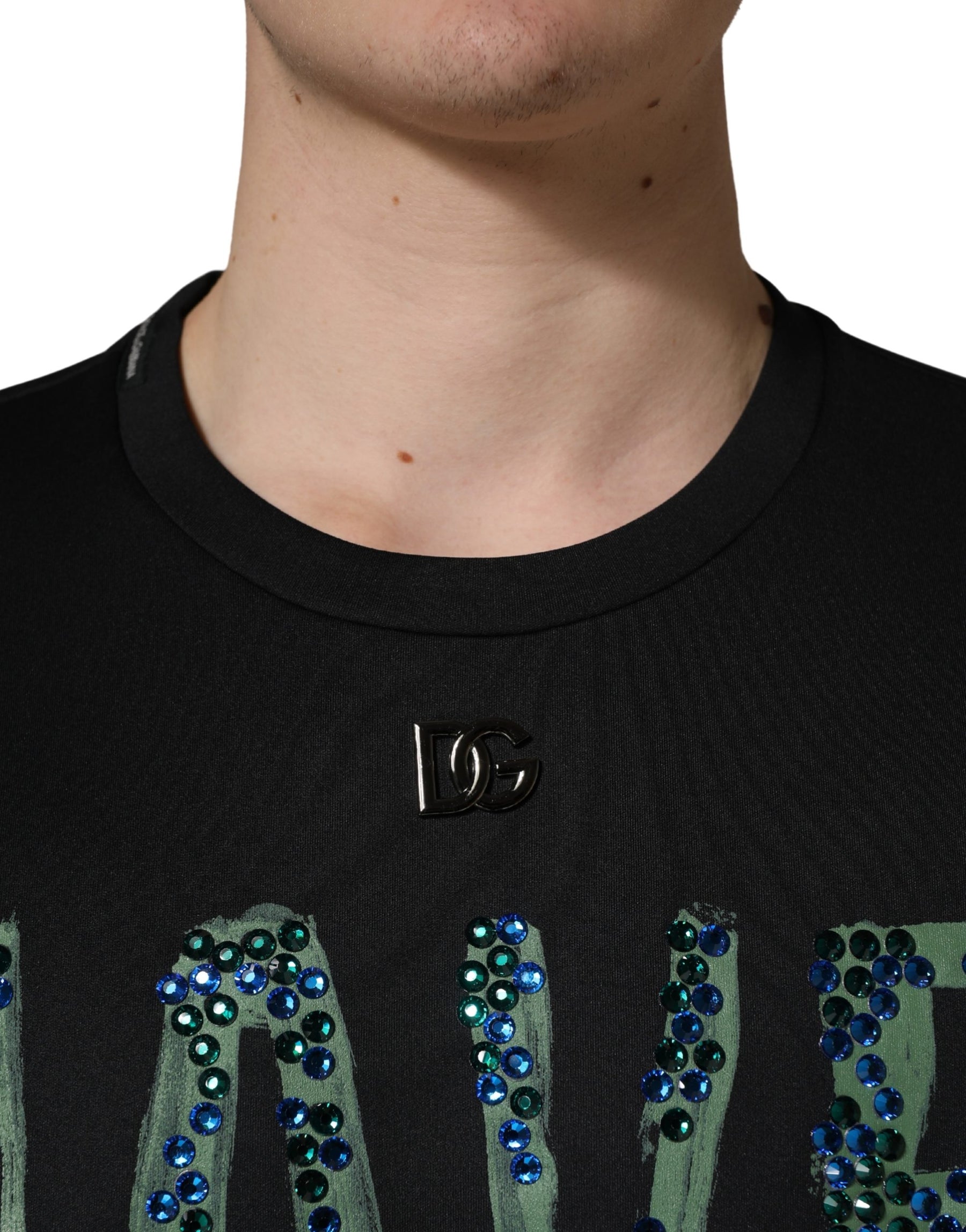 Dolce & Gabbana Black Have Fun Embellished Crew Neck T-shirt | Regal Royce