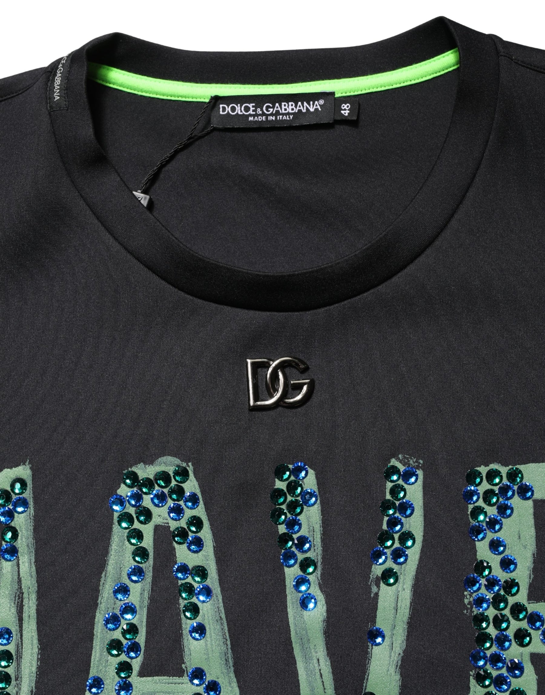 Dolce & Gabbana Black Have Fun Embellished Crew Neck T-shirt | Regal Royce