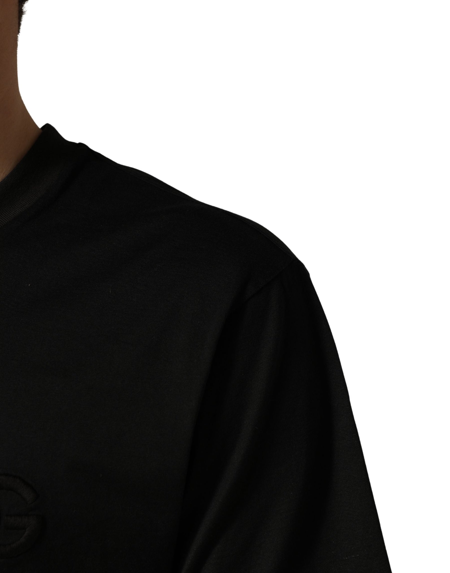 Dolce & Gabbana Black Cotton Short Sleeves Crew Neck  T-shirt | Regal Royce