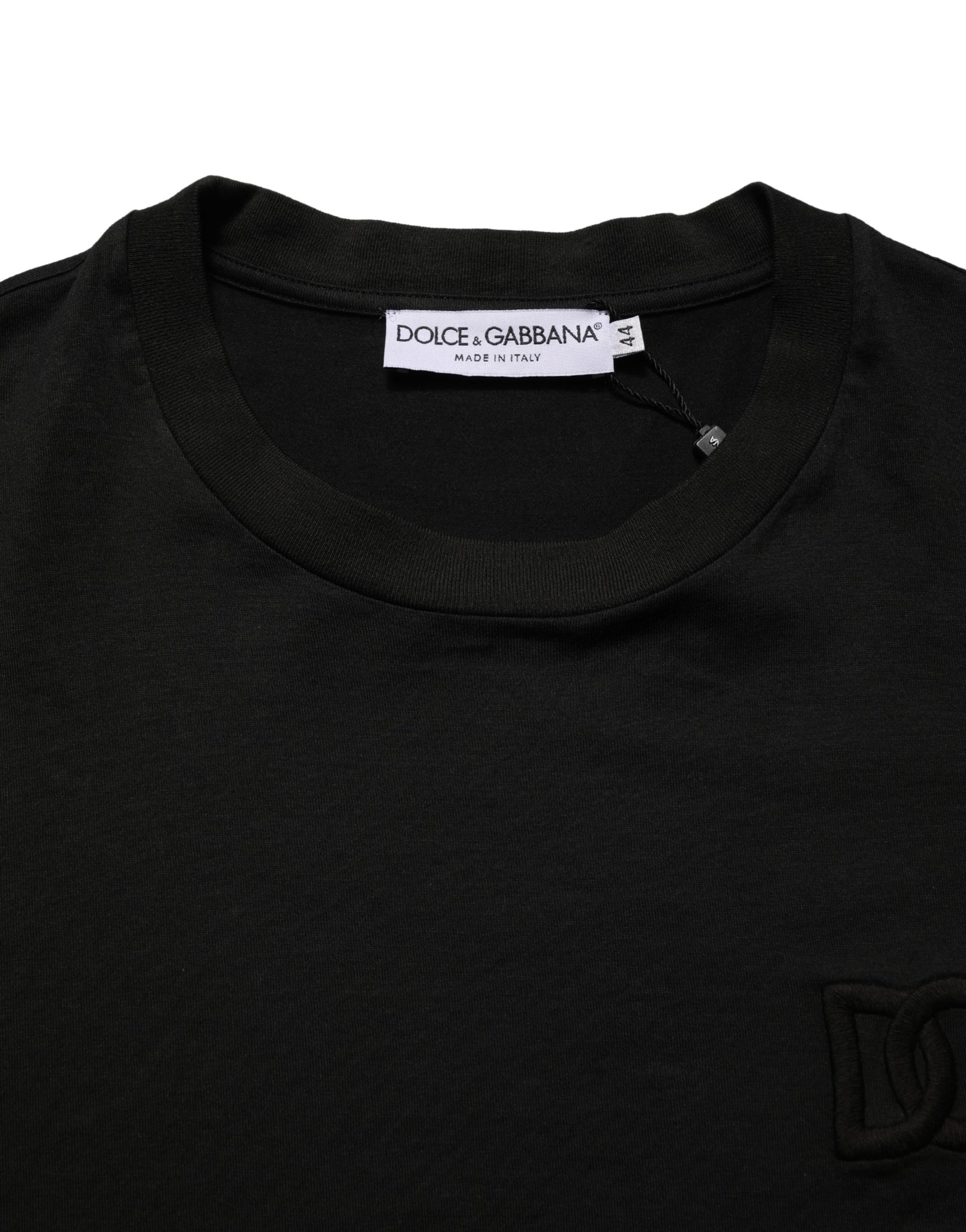 Dolce & Gabbana Black Cotton Short Sleeves Crew Neck  T-shirt | Regal Royce