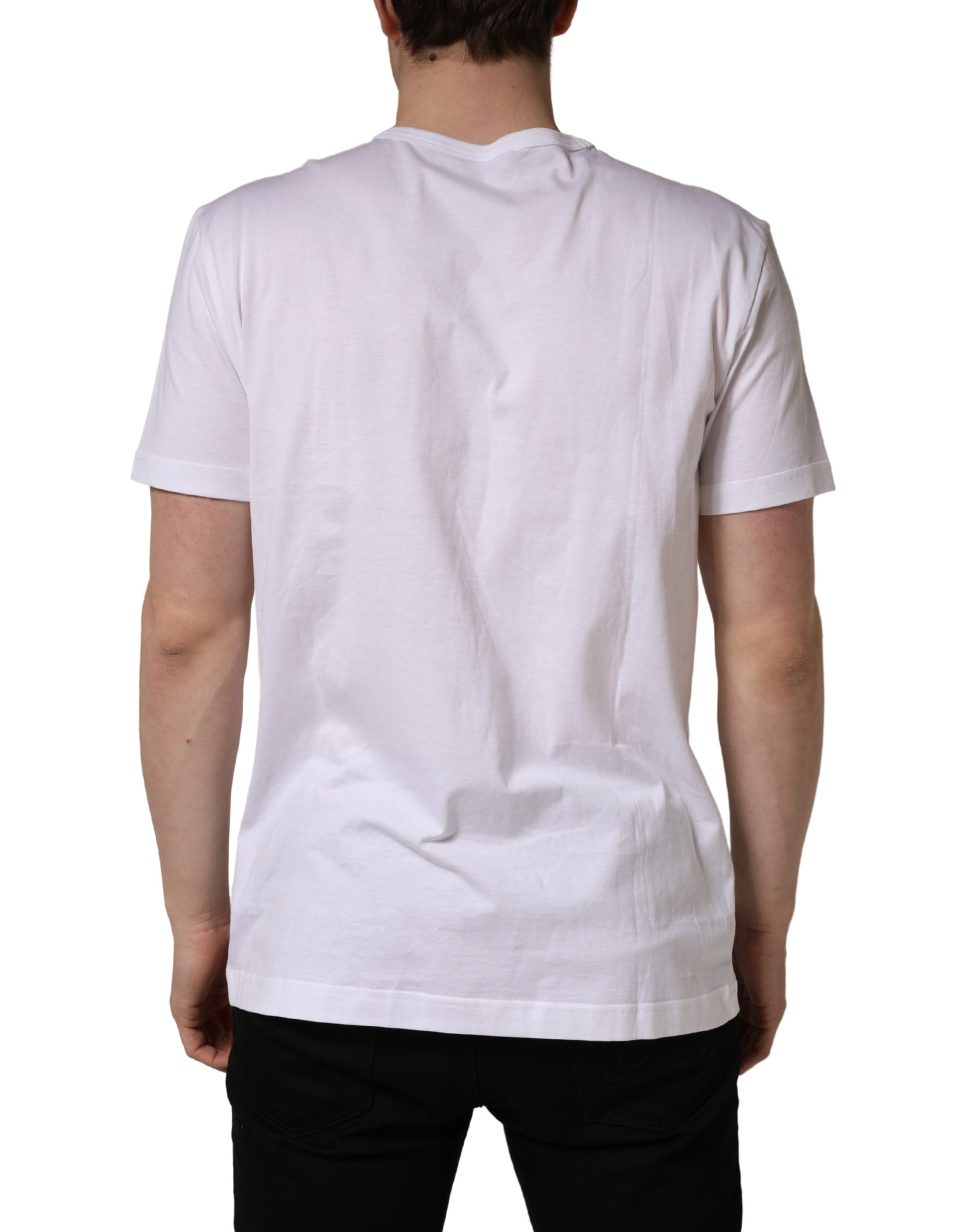 Dolce & Gabbana White DG Leaf Embroidery Crew Neck  T-shirt | Regal Royce
