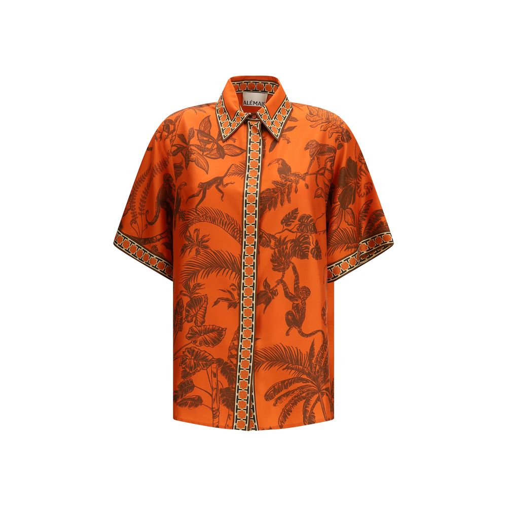 Alemais Orange Silk Pattern Shirt | Regal Royce