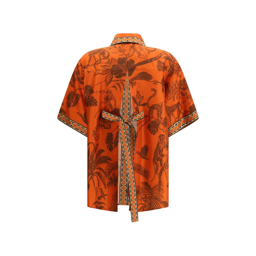 Alemais Orange Silk Pattern Shirt | Regal Royce