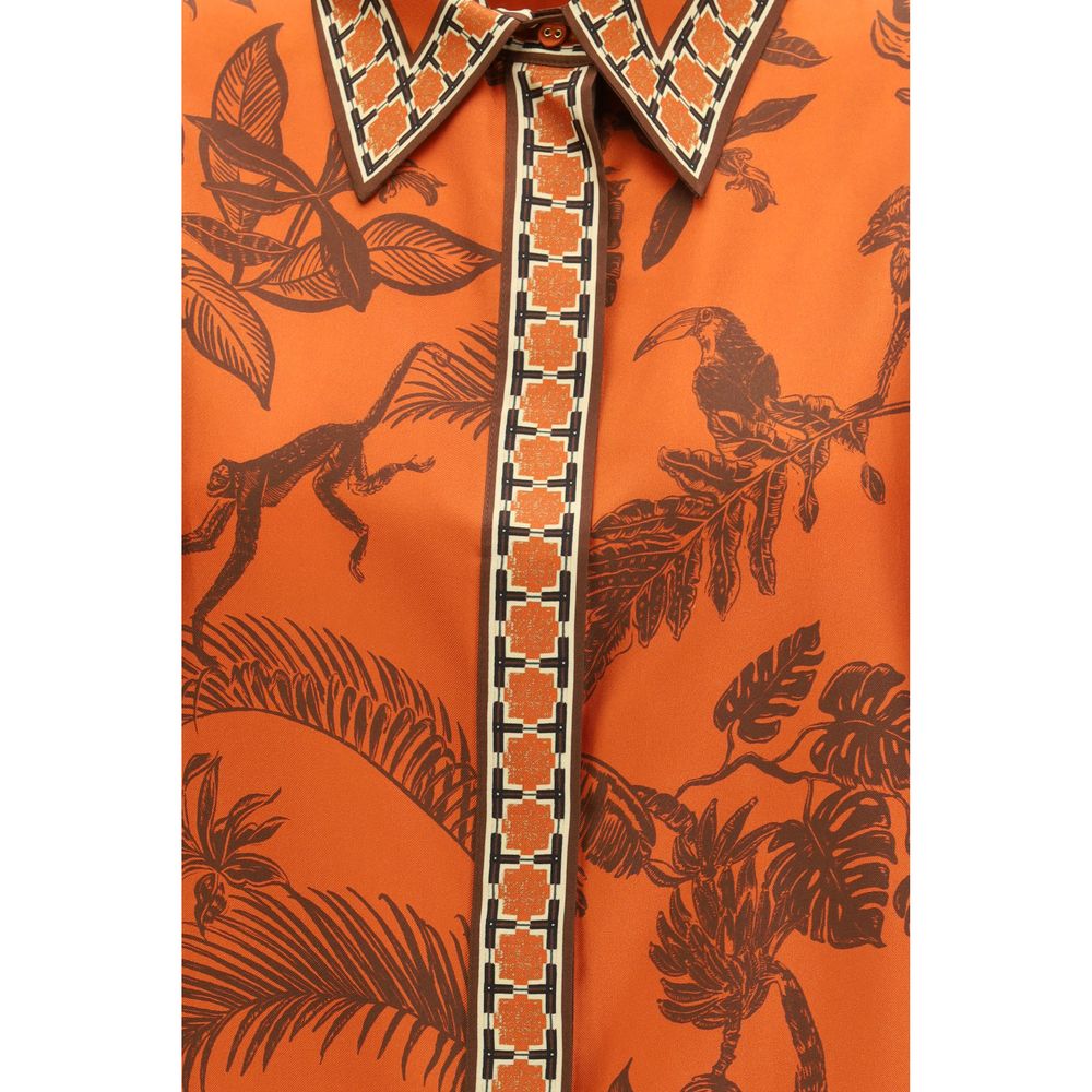 Alemais Orange Silk Pattern Shirt | Regal Royce