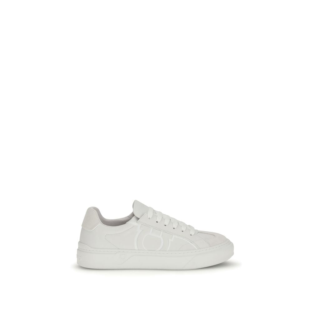 Ferragamo White Calf Leather Bos Taurus Sneakers | Regal Royce