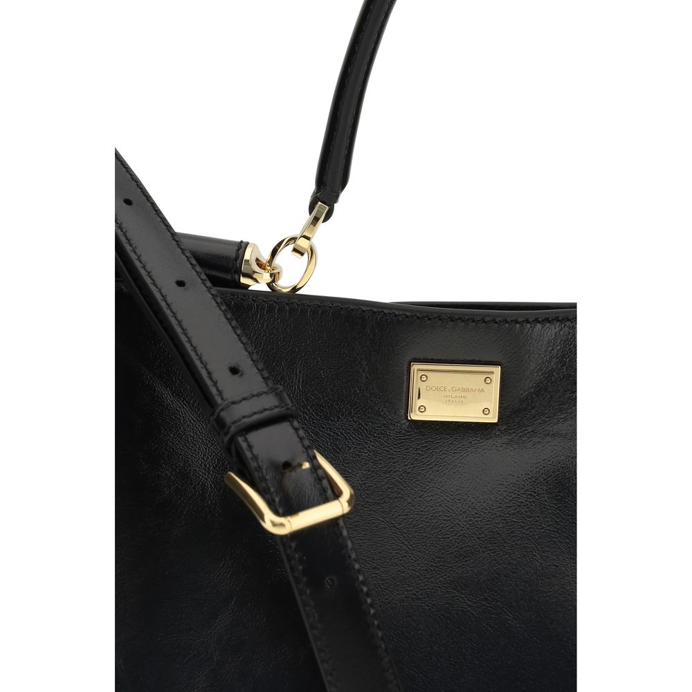 Dolce & Gabbana Black Calf Leather Bos Taurus Shoulder Bag | Regal Royce