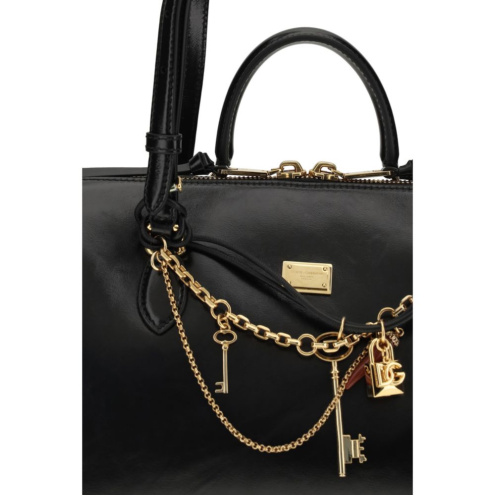 Dolce & Gabbana Black Calf Leather Bos Taurus Shoulder Bag | Regal Royce