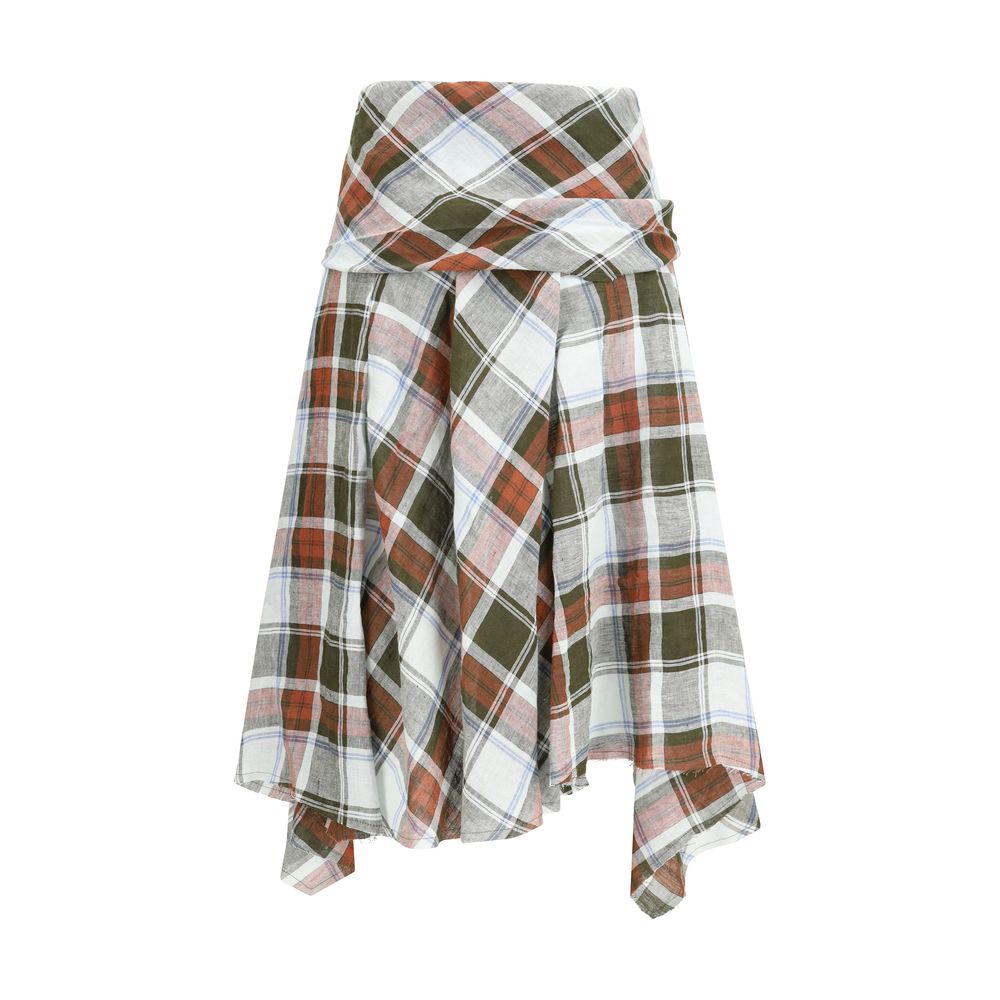 MARBELL Multicolor Linen Midi Skirt | Regal Royce