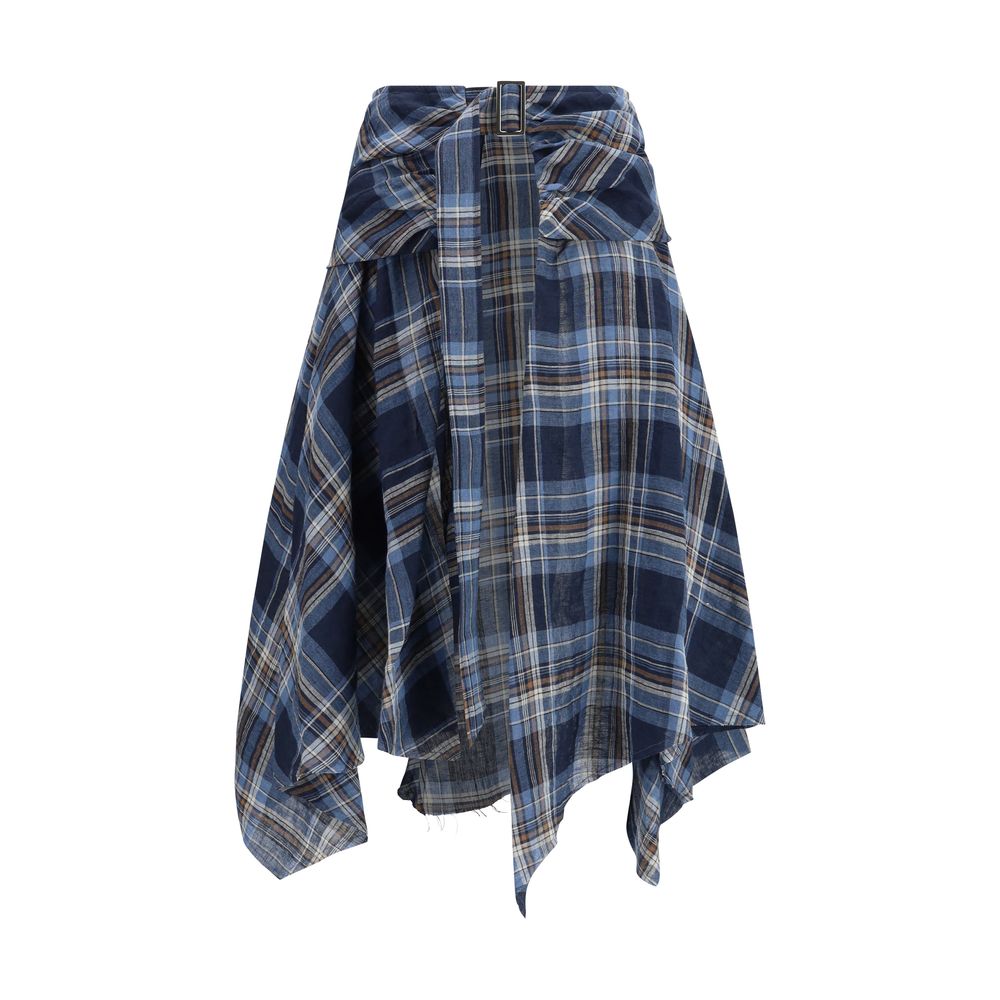 MARBELL Blue Linen Midi Skirt | Regal Royce