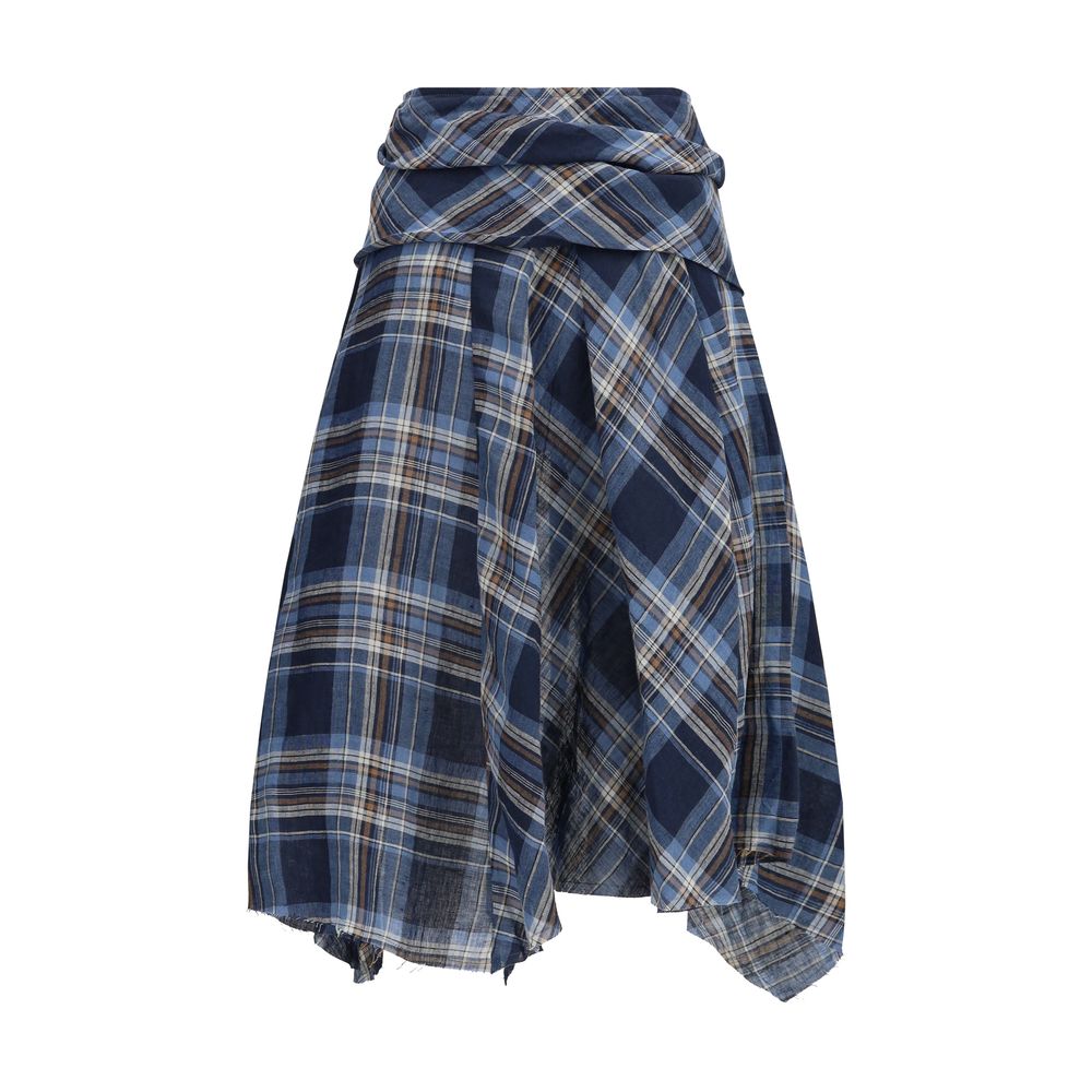 MARBELL Blue Linen Midi Skirt | Regal Royce