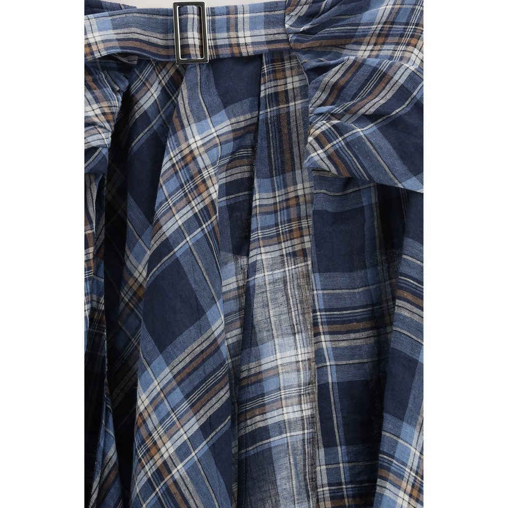 MARBELL Blue Linen Midi Skirt | Regal Royce