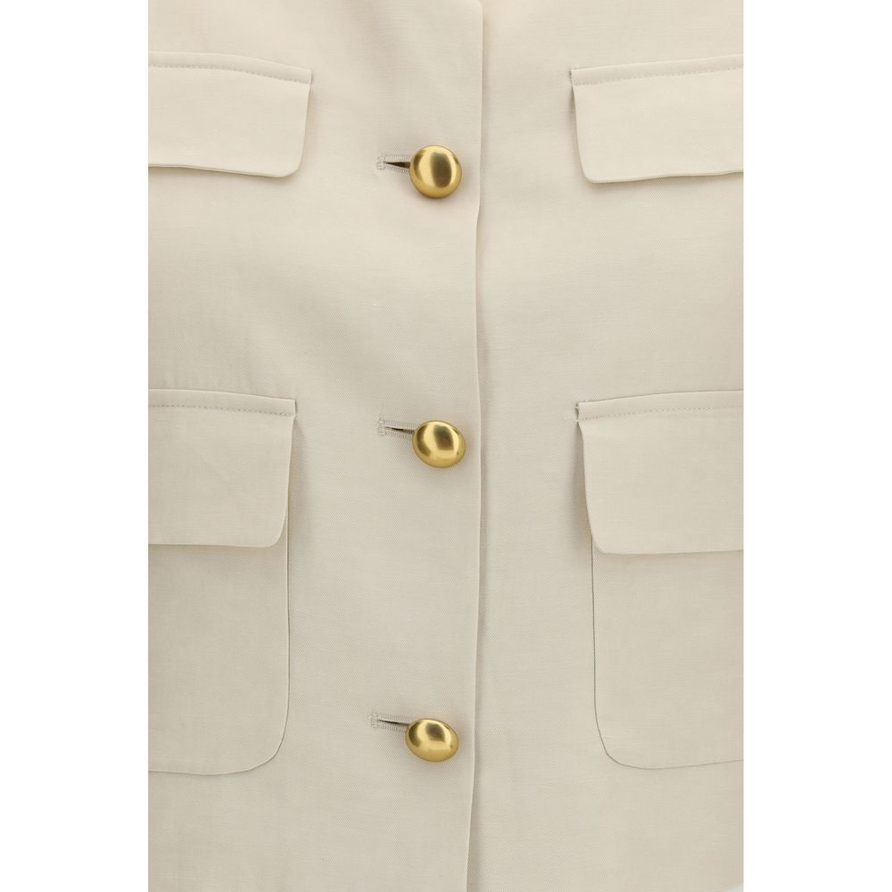 P.A.R.O.S.H. Beige Wool Sleveless Jacket | Regal Royce