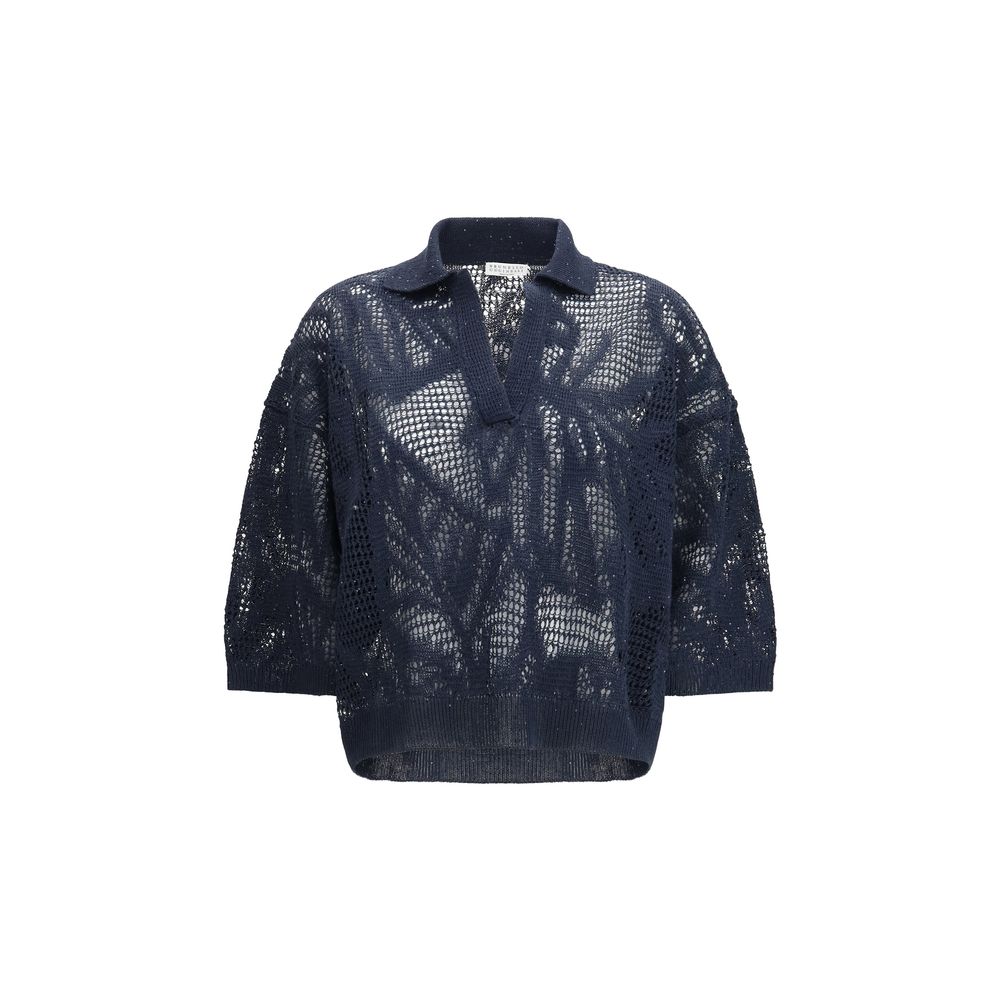 Brunello Cucinelli Blue Linen Polo Shirt | Regal Royce