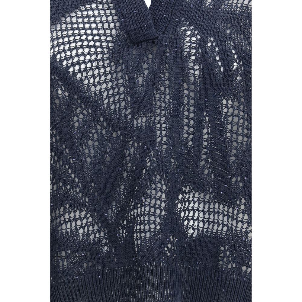 Brunello Cucinelli Blue Linen Polo Shirt | Regal Royce