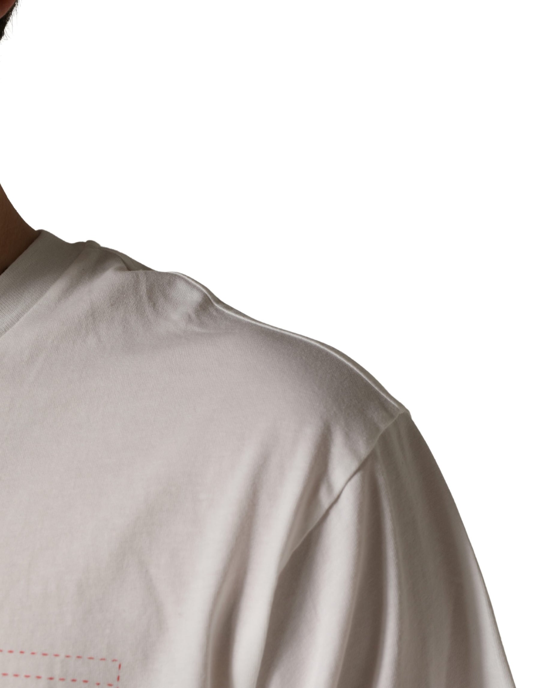 Dolce & Gabbana White Graphic Print Cotton Crew Neck  T-shirt | Regal Royce