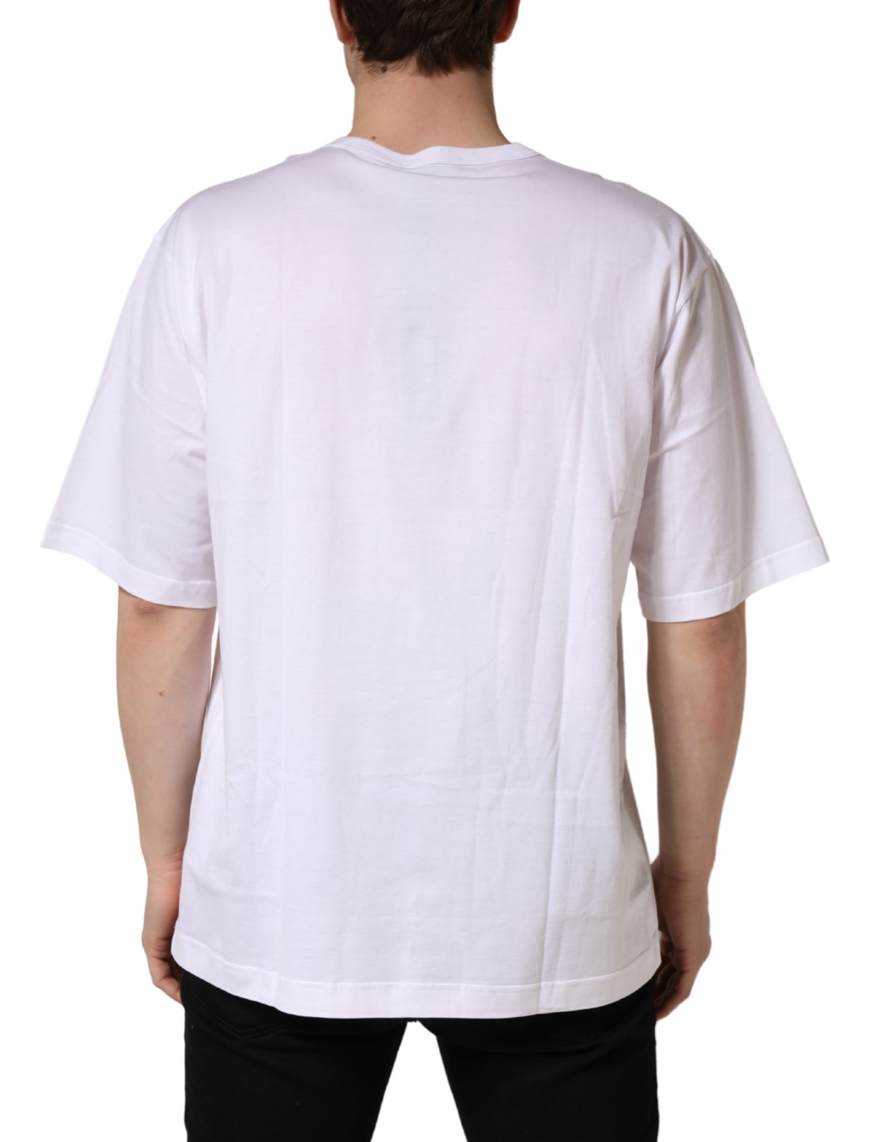Dolce & Gabbana White Cotton Short Sleeves Crew Neck T-shirt | Regal Royce