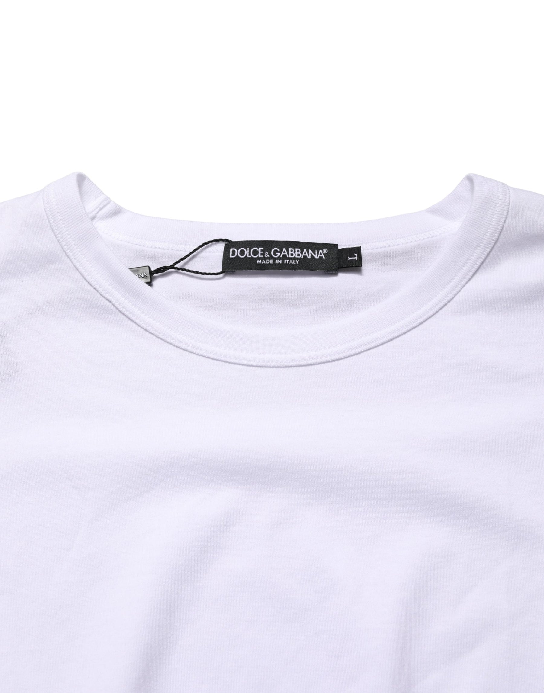 Dolce & Gabbana White Cotton Short Sleeves Crew Neck T-shirt | Regal Royce