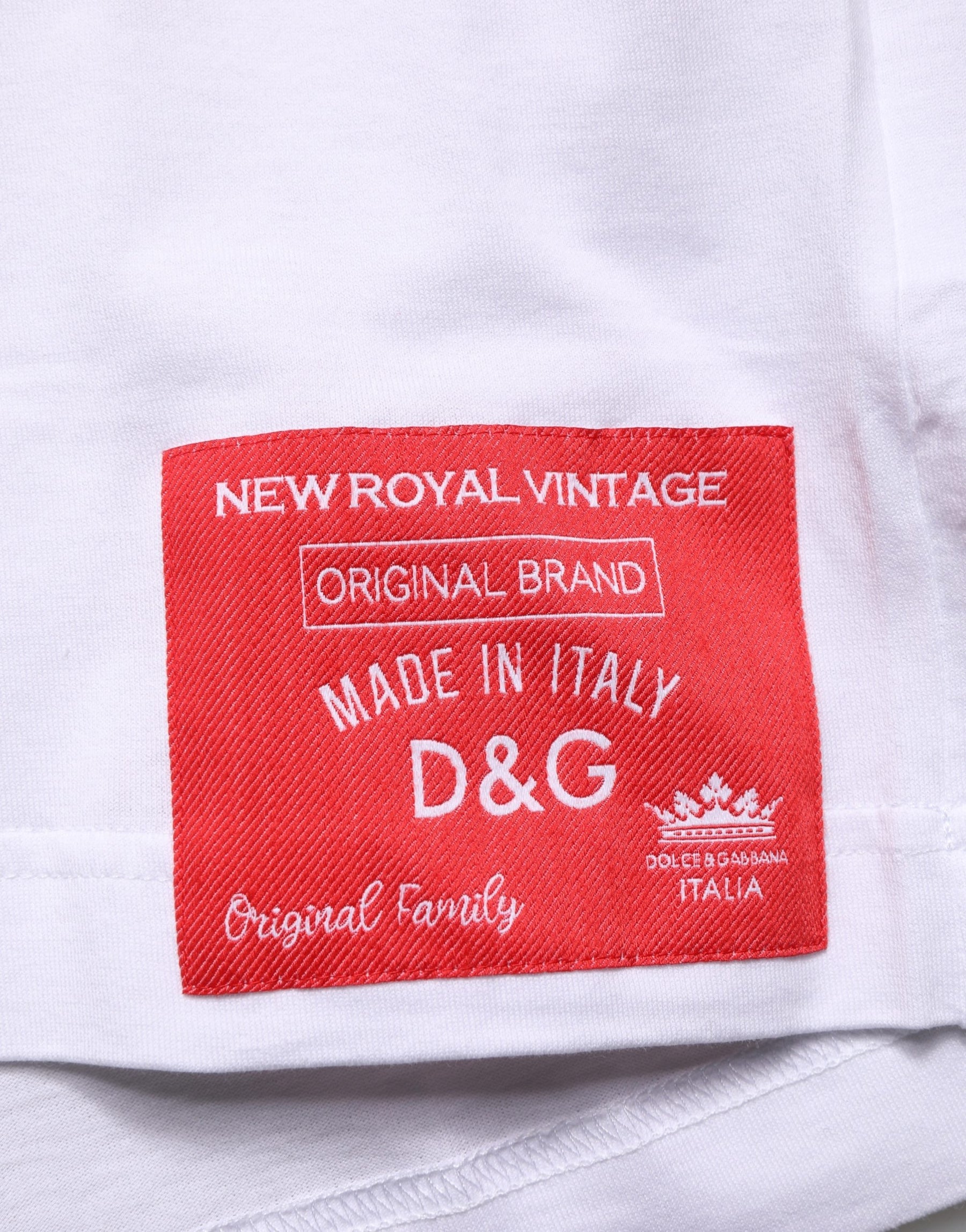 Dolce & Gabbana White Cotton Short Sleeves Crew Neck T-shirt | Regal Royce